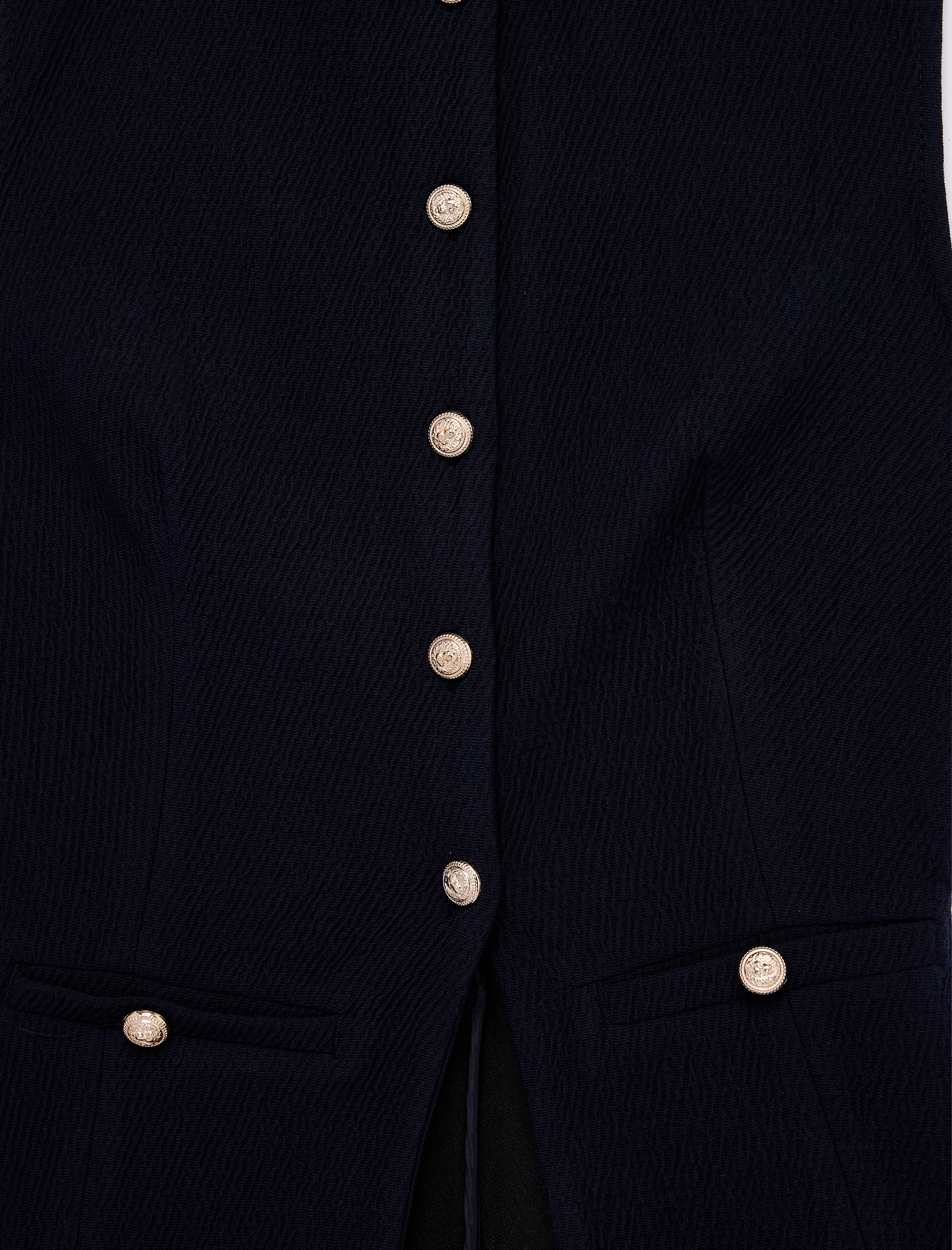   Slim Fit Düğmeli Bisiklet Yaka Peplum Kesim Yelek