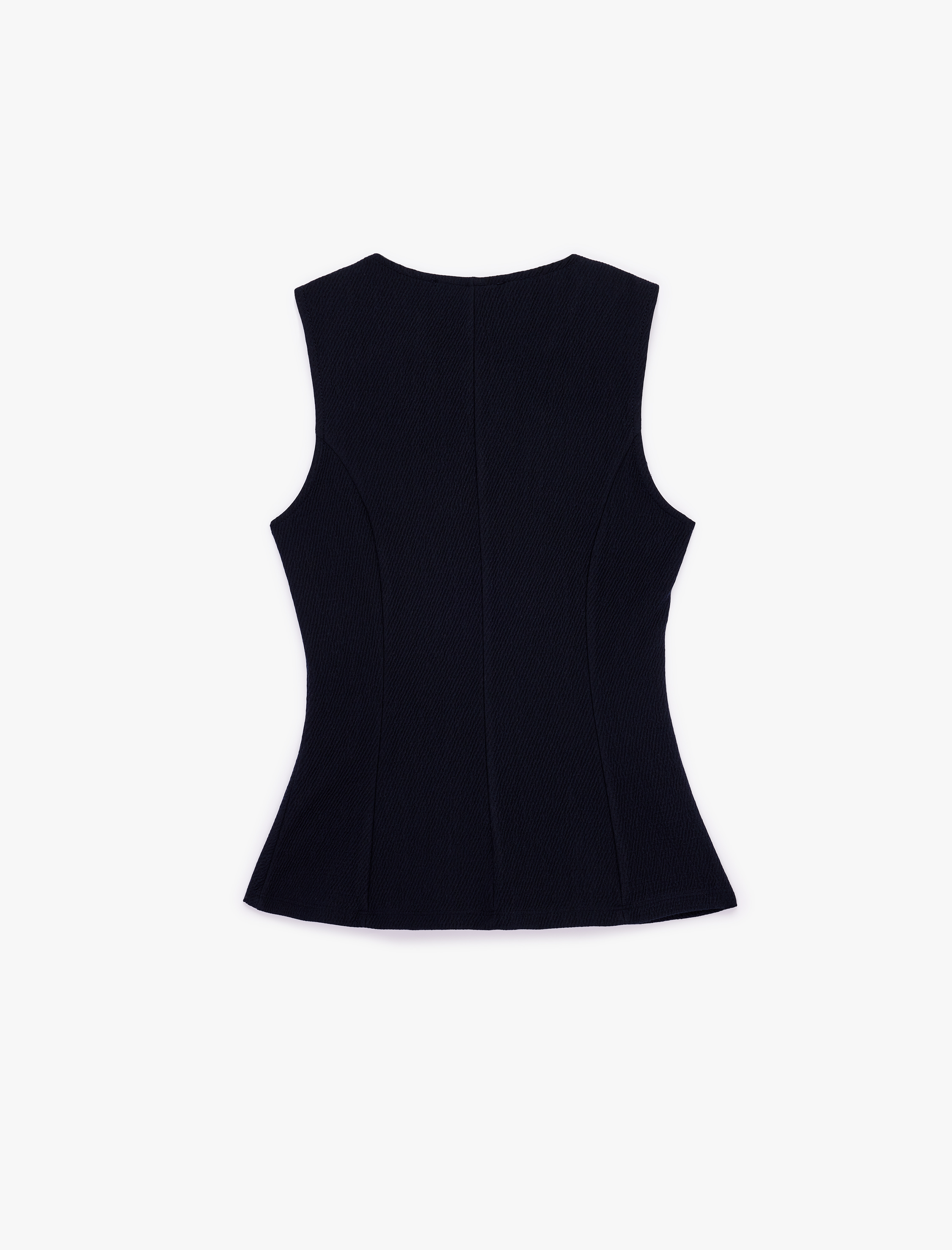   Slim Fit Düğmeli Bisiklet Yaka Peplum Kesim Yelek