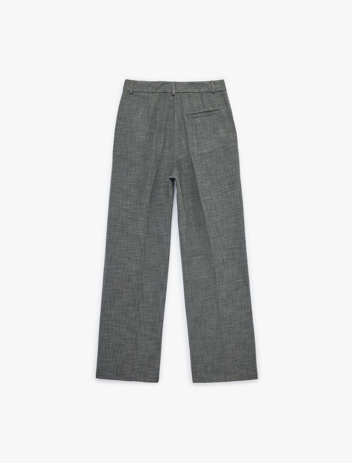  Cep Detaylı Viskon Karışımlı Yüksek Bel Palazzo Kumaş Pantolon