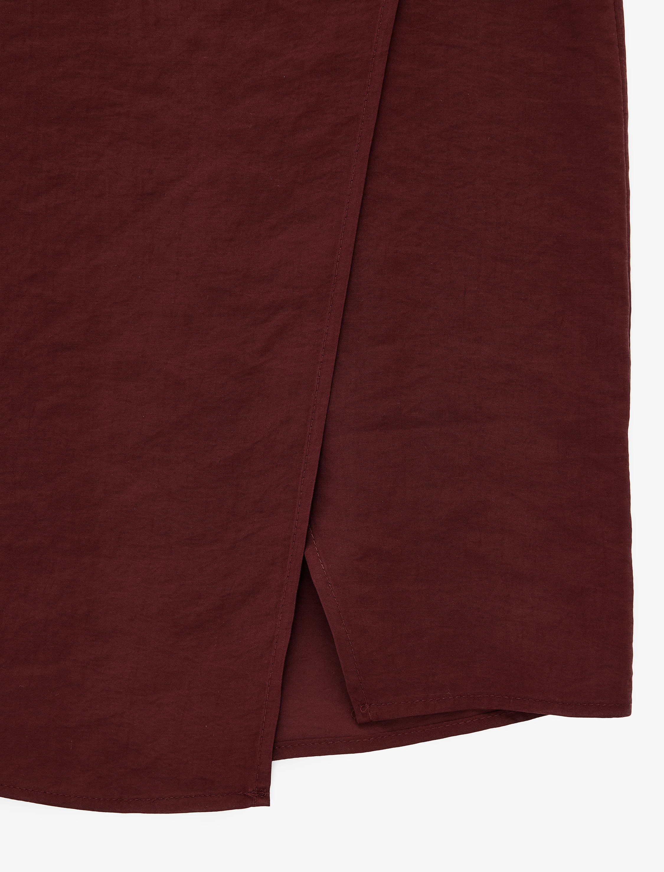   Drapeli Yırtmaç Detaylı Kruvaze Midi Etek