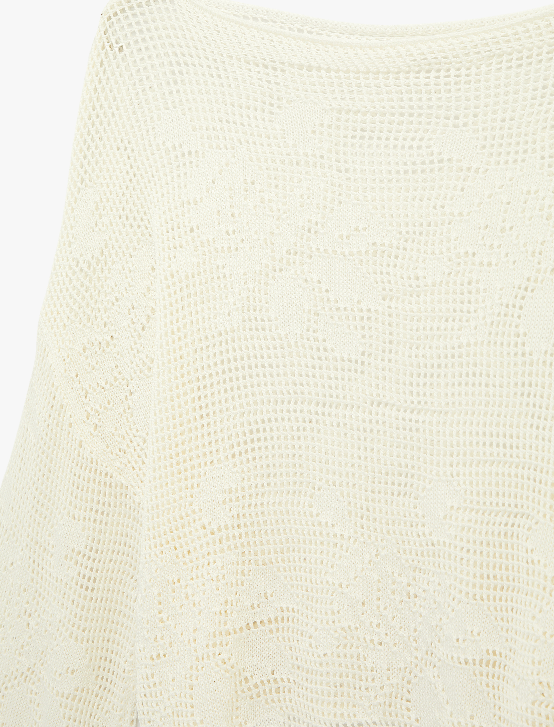   Geniş Uzun Kollu Kayık Yaka Kroşe Ajurlu Kazak