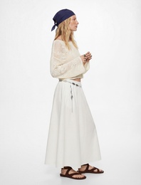 Geniş Uzun Kollu Kayık Yaka Kroşe Ajurlu Kazak