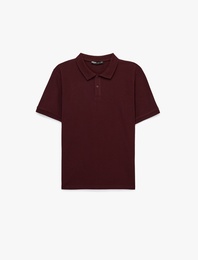 Pamuklu Kısa Kollu Pike Kumaş Düğmeli Polo Yaka Slim Fit Tişört