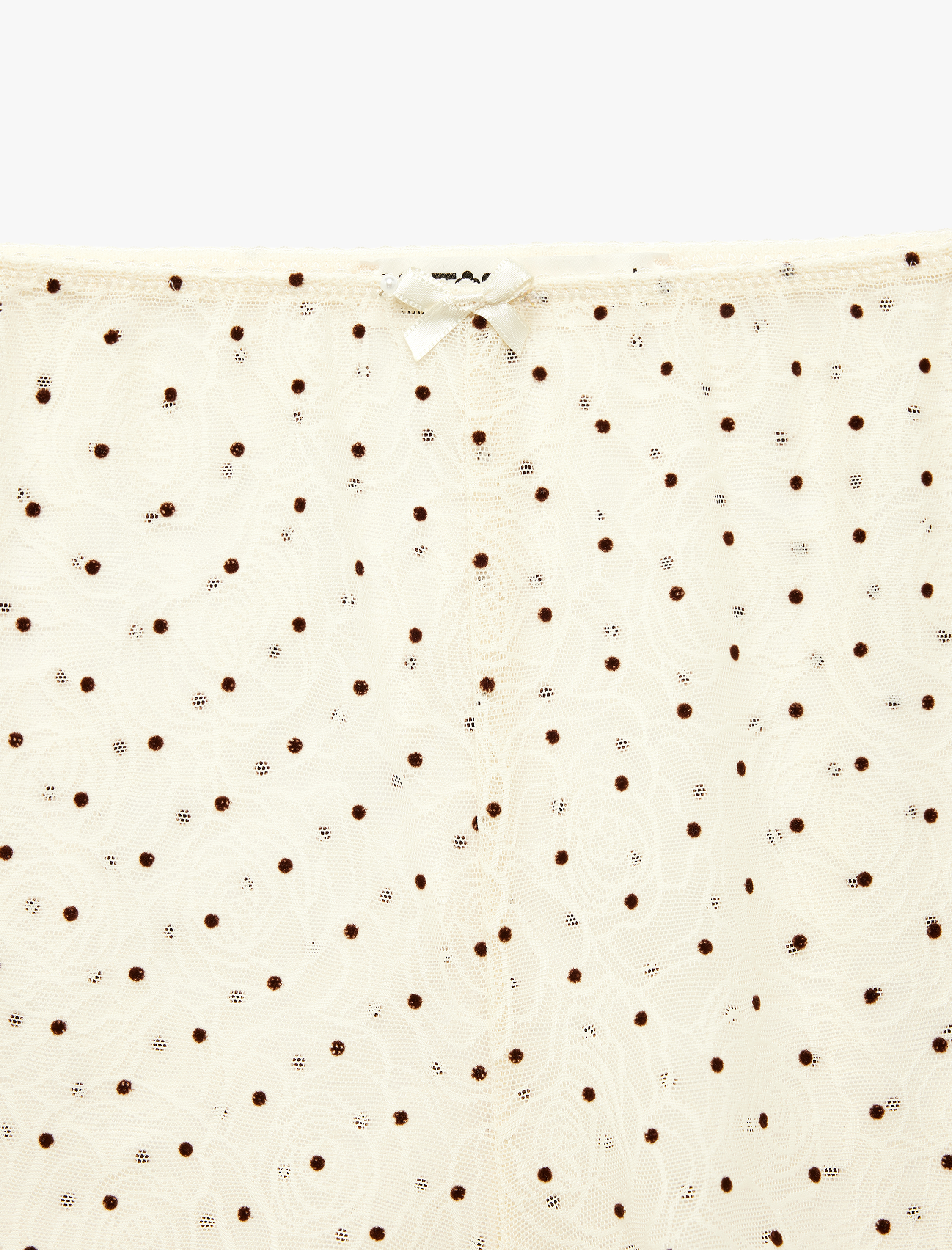   Puantiye Desenli Dantelli Mini Şort Pijama Altı