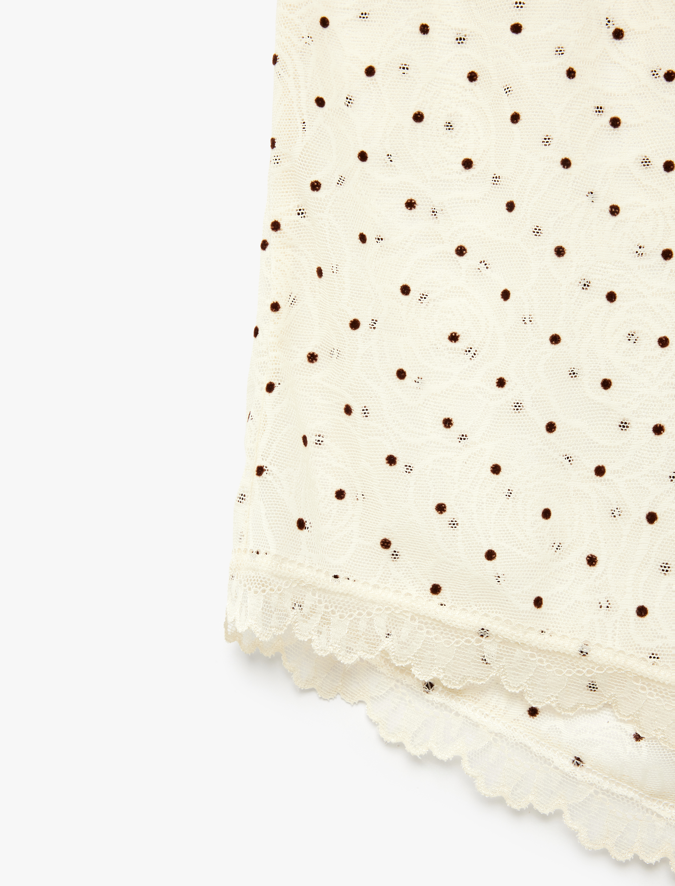   Puantiye Desenli Dantelli Mini Şort Pijama Altı