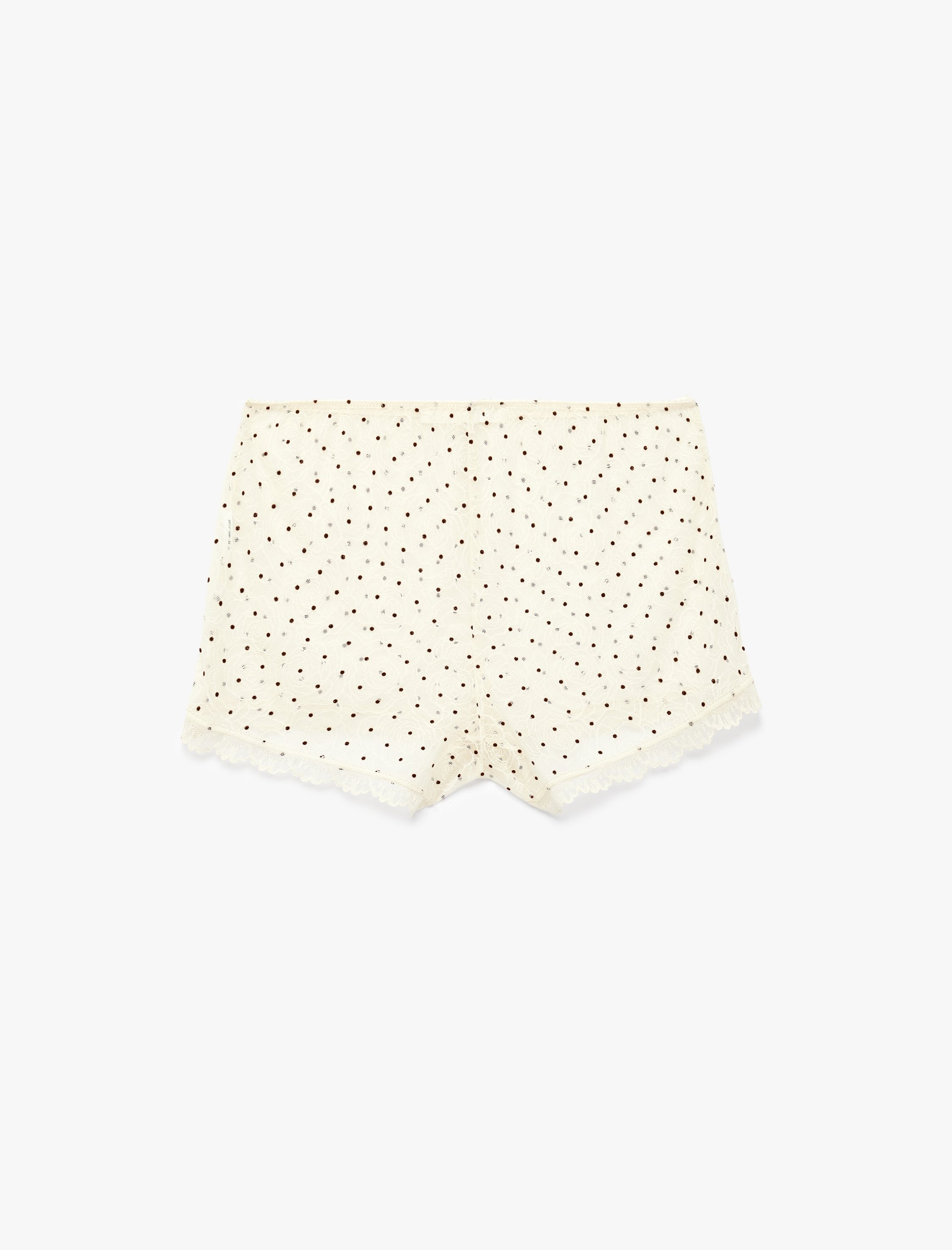   Puantiye Desenli Dantelli Mini Şort Pijama Altı