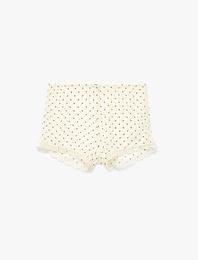 Puantiye Desenli Dantelli Mini Şort Pijama Altı