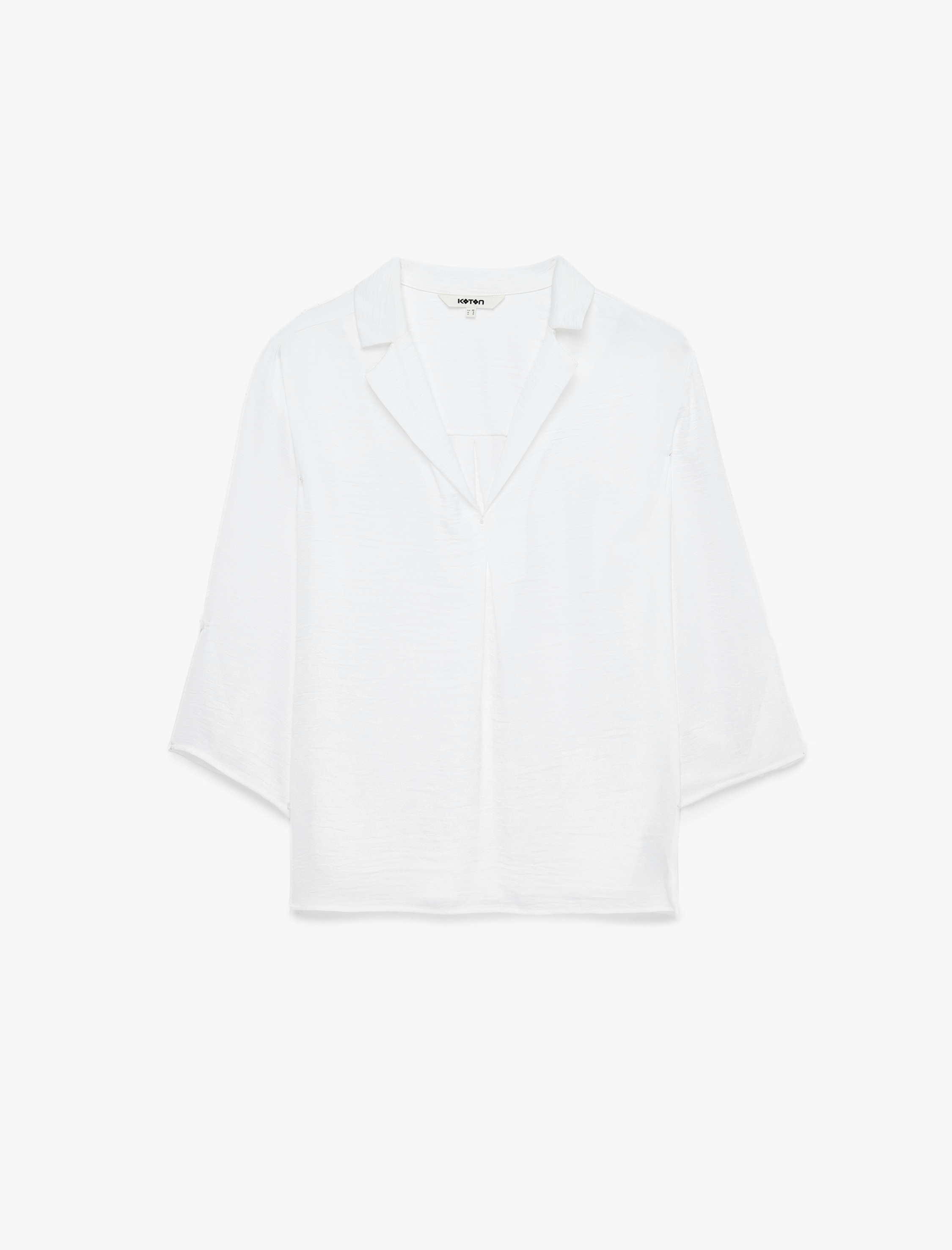   Aerobin Devrik Kaçık Yaka 3/4 Kol Saten Bluz