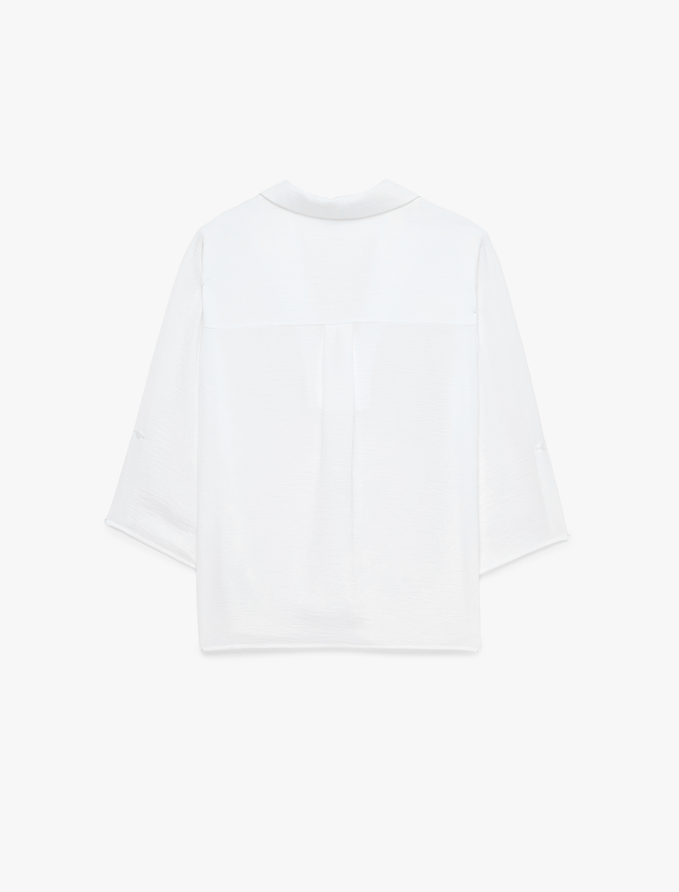   Aerobin Devrik Kaçık Yaka 3/4 Kol Saten Bluz