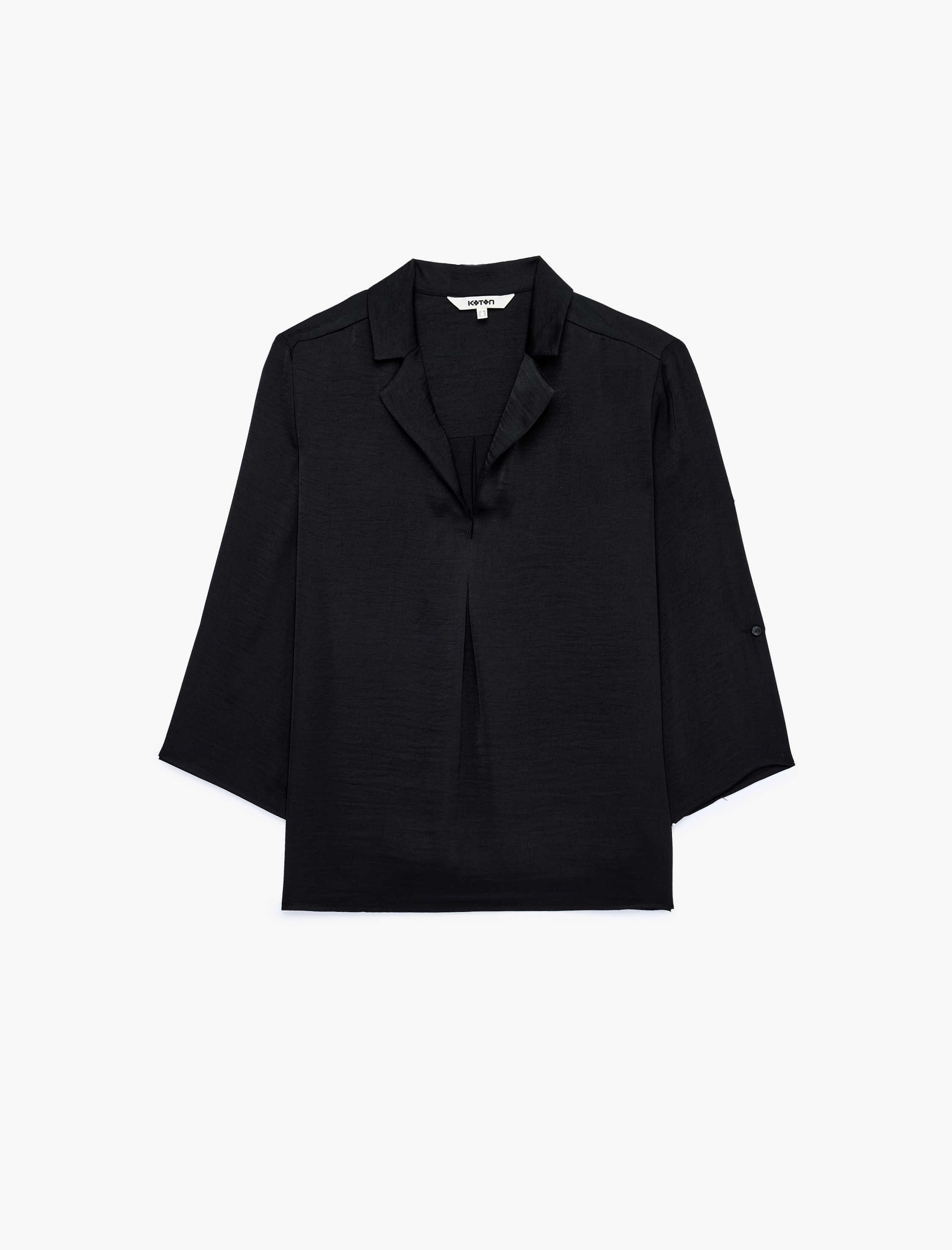   Aerobin Devrik Kaçık Yaka 3/4 Kol Saten Bluz