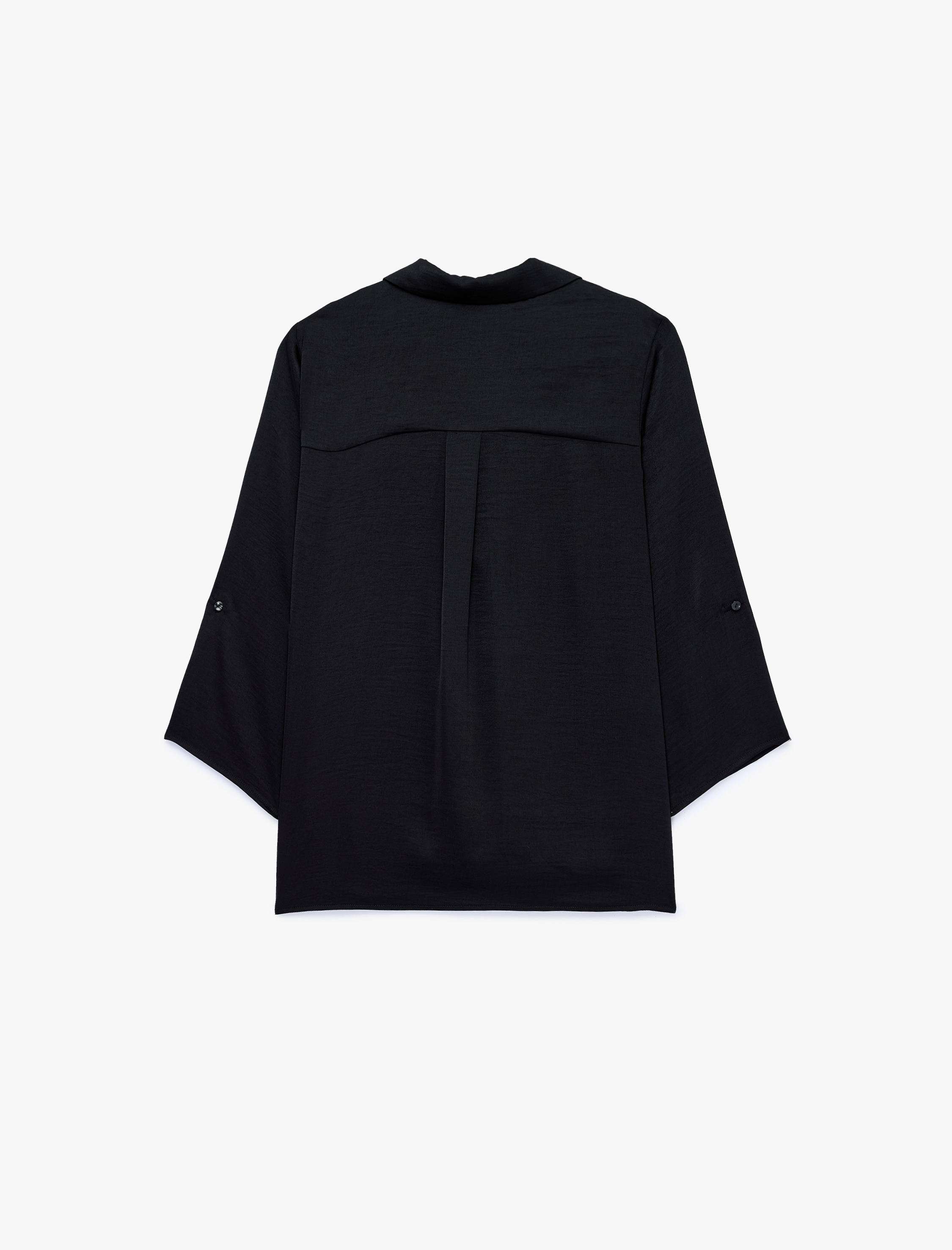   Aerobin Devrik Kaçık Yaka 3/4 Kol Saten Bluz