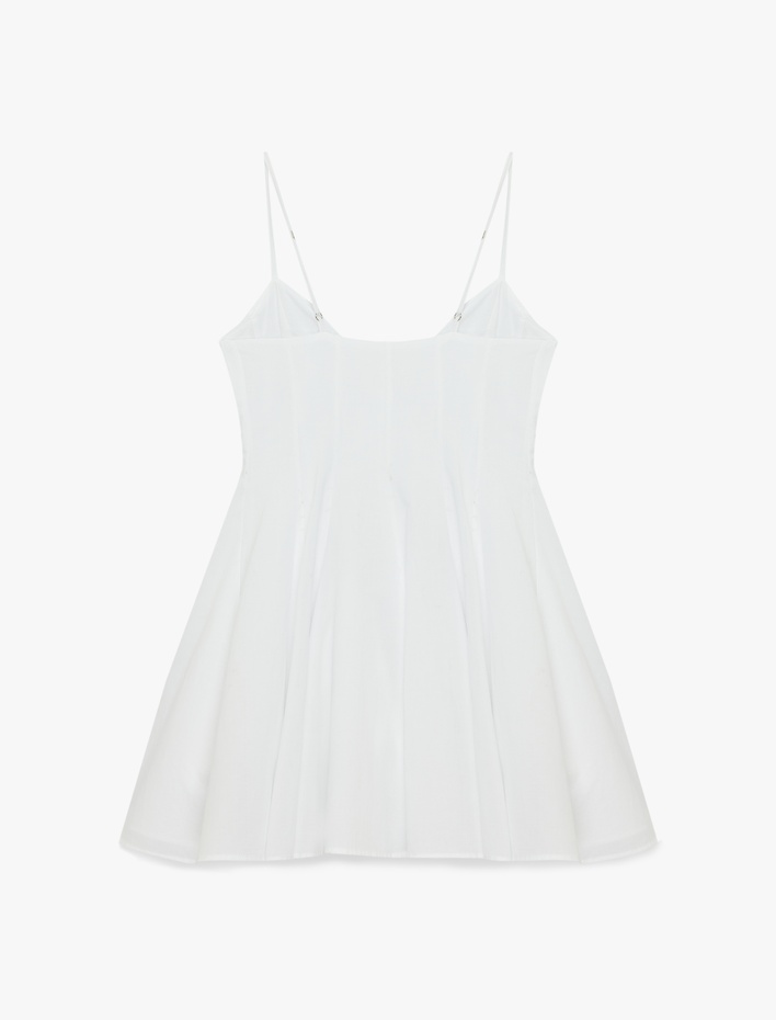  İp Askılı Degaje Yaka Kolsuz Pamuklu Mini Elbise