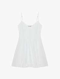 İp Askılı Degaje Yaka Kolsuz Pamuklu Mini Elbise