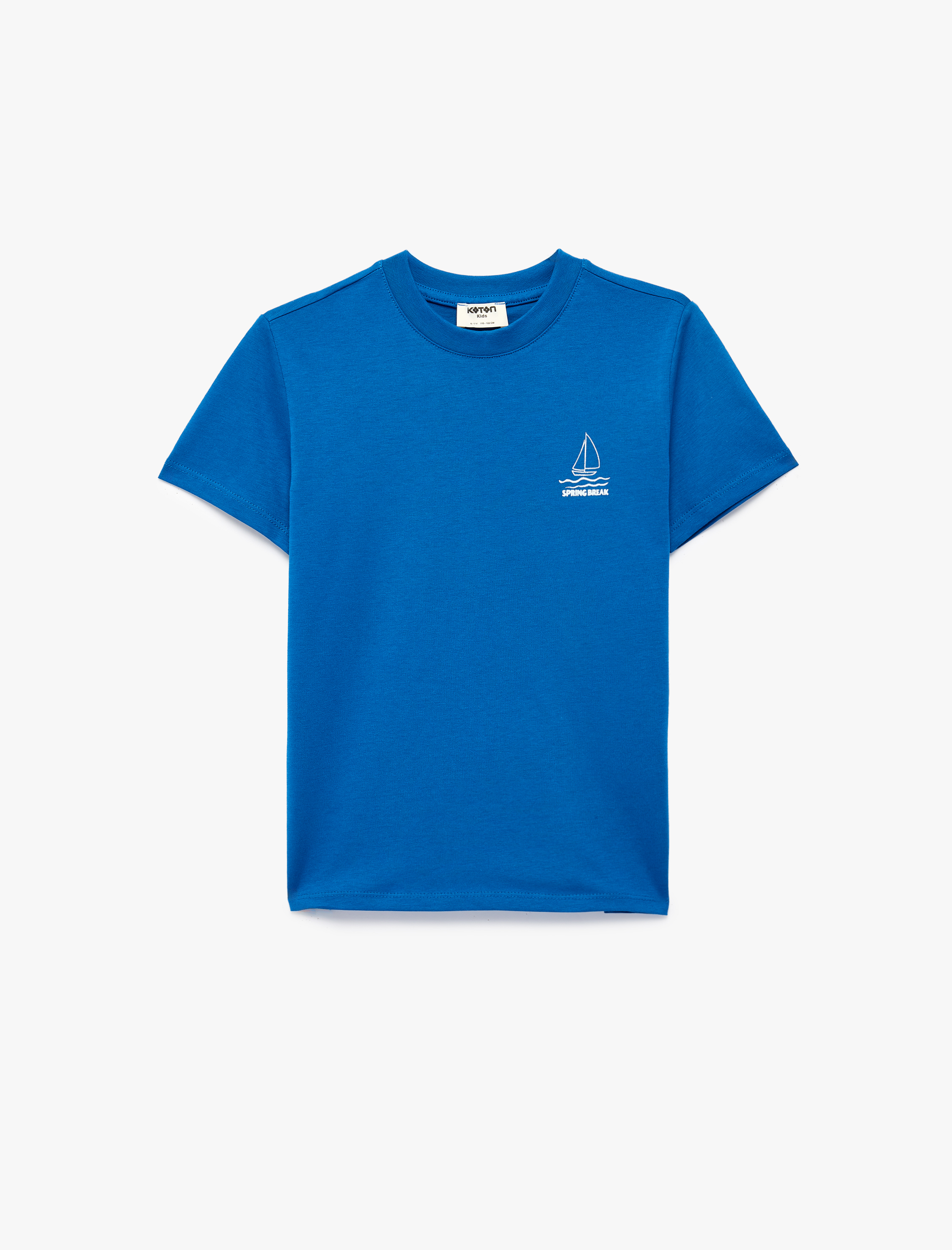  Erkek Çocuk Pamuklu Kısa Kollu Bisiklet Yaka Denizci Temalı Arkası Baskılı Tişört