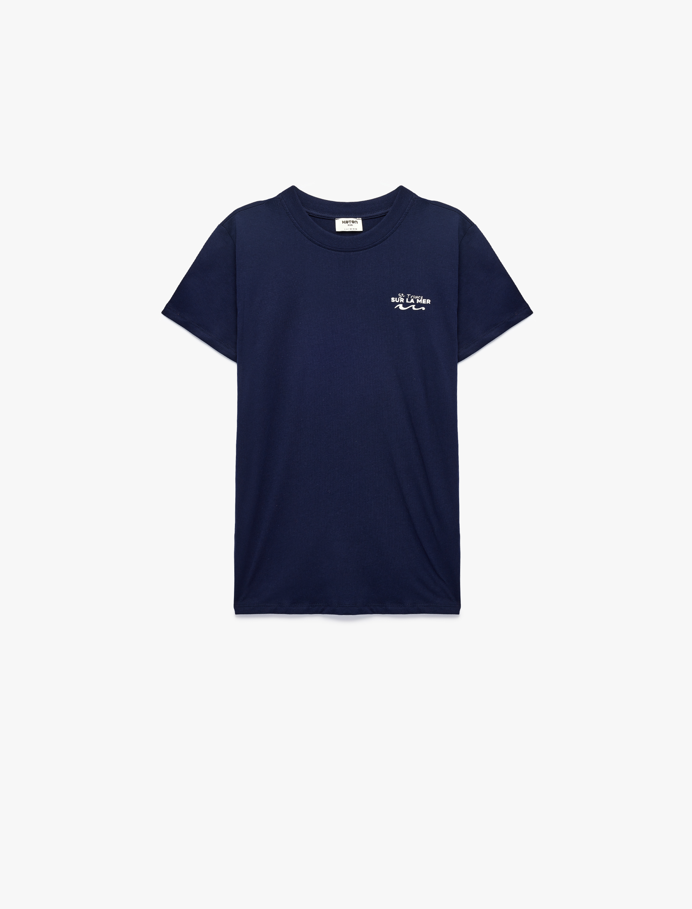  Erkek Çocuk Pamuklu Bisiklet Yaka Kısa Kollu Denizci Temalı Arkası Baskılı Tişört