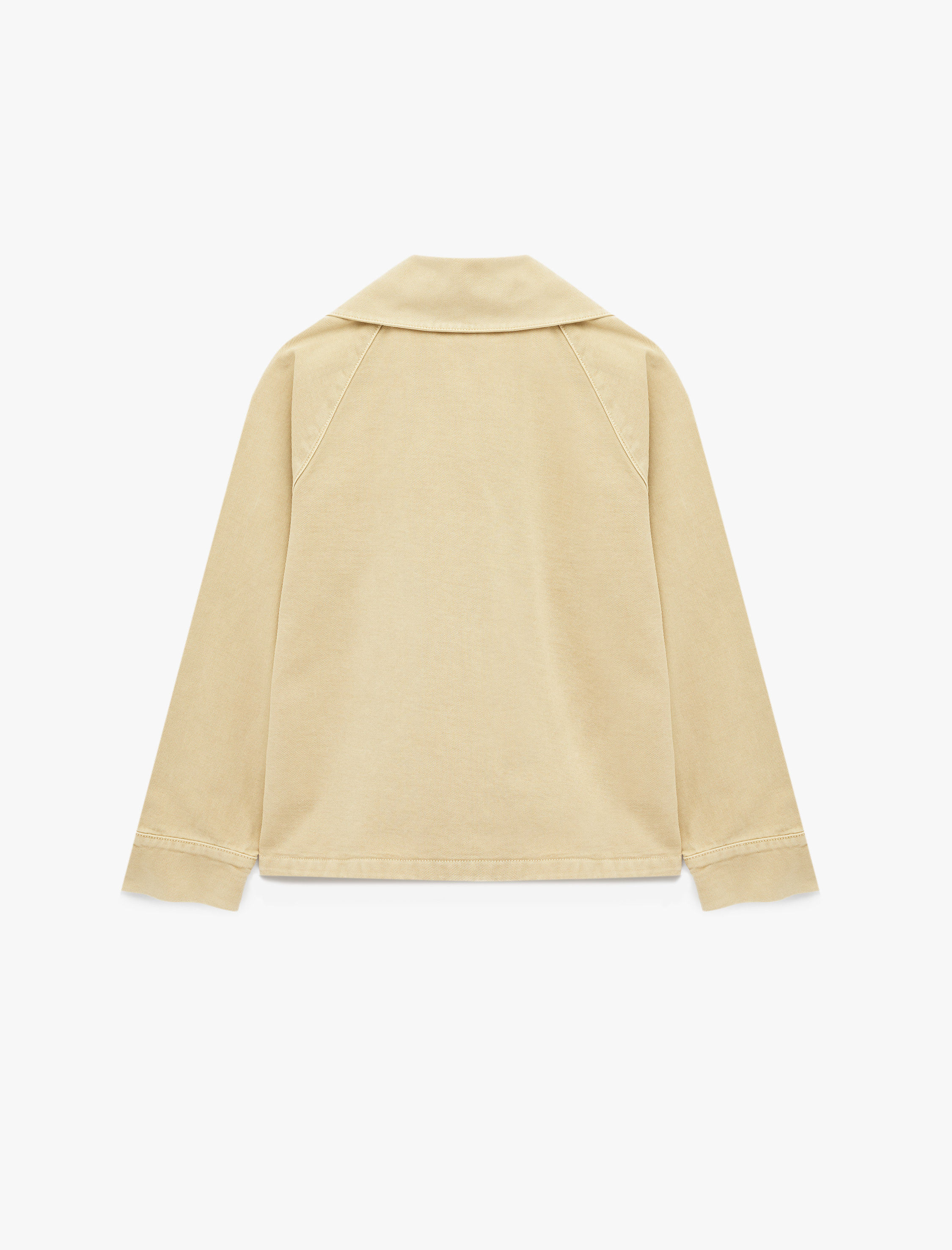   Klasik Yaka Fermuarlı Cep Detaylı Pamuklu Denim Ceket