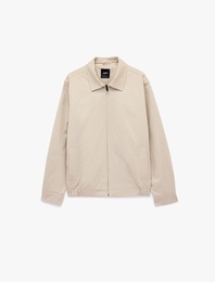 Regular Fit Pamuklu Uzun Kollu Gömlek Yaka Fermuarlı Ceket