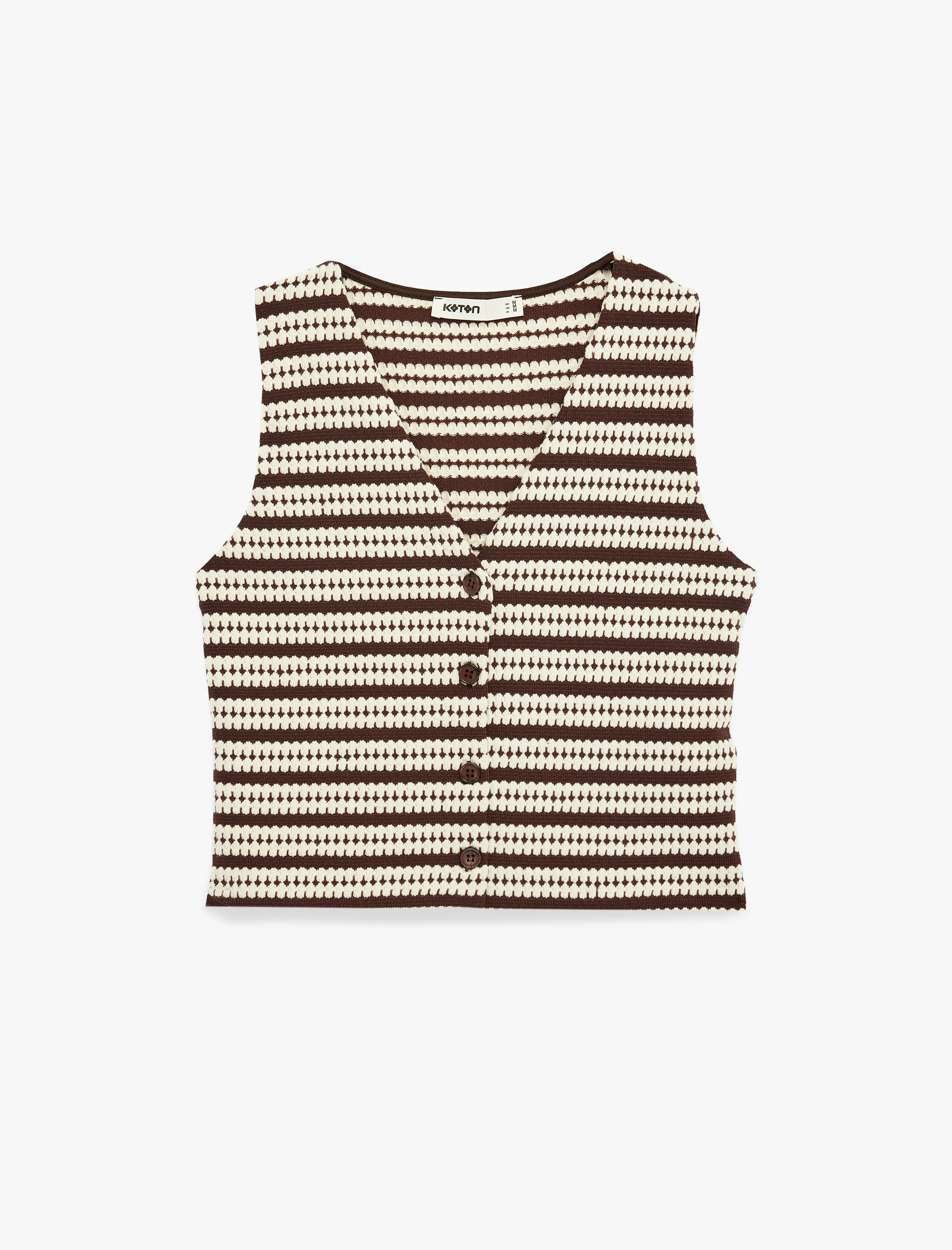   Slim Fit Düğmeli V Yaka Desenli Çizgili Yelek