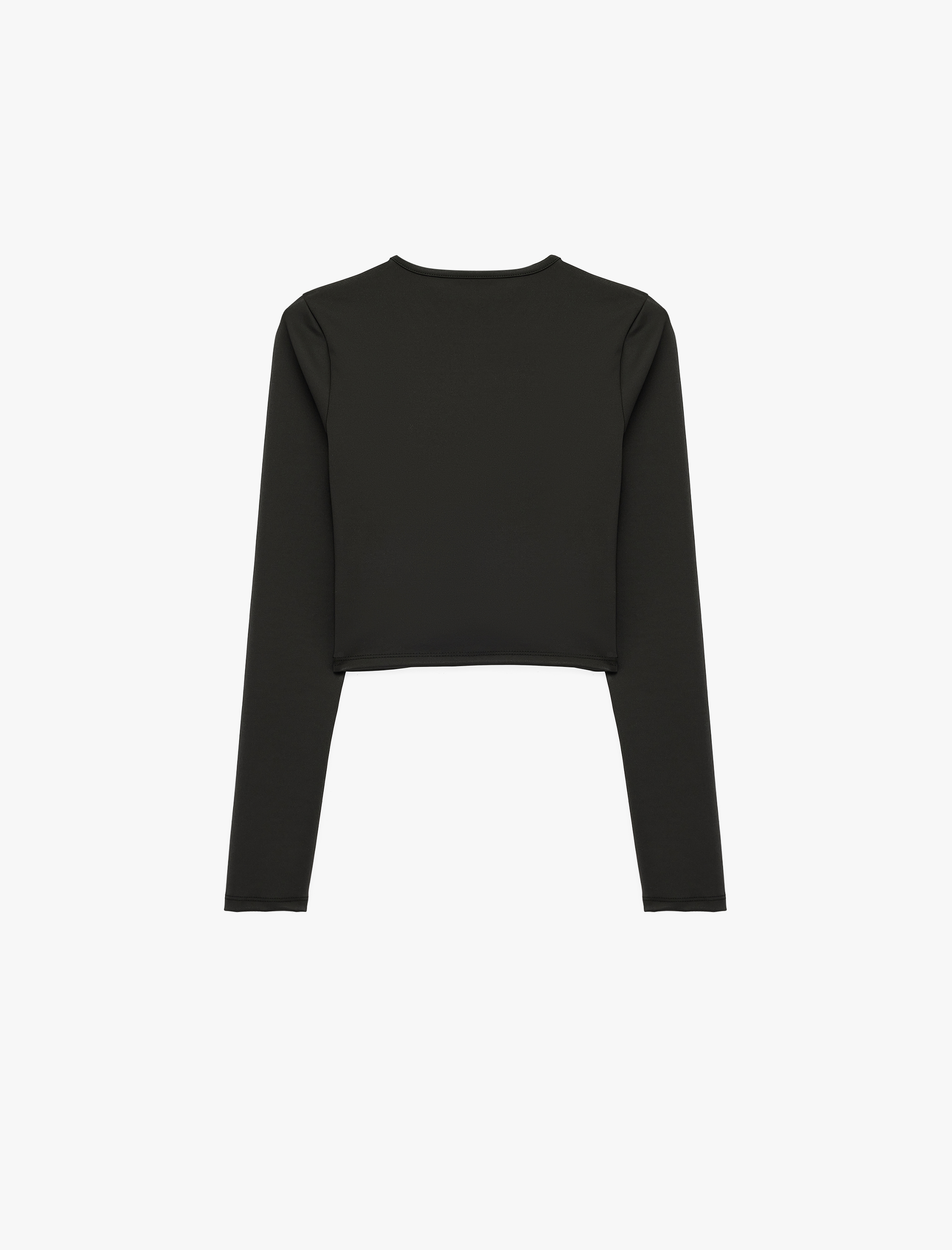   Slim Fit Uzun Kollu Bisiklet Yaka Crop Spor Tişört