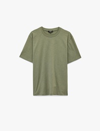 Regular Fit Kısa Kollu Pamuklu Basic Bisiklet Yaka Tişört