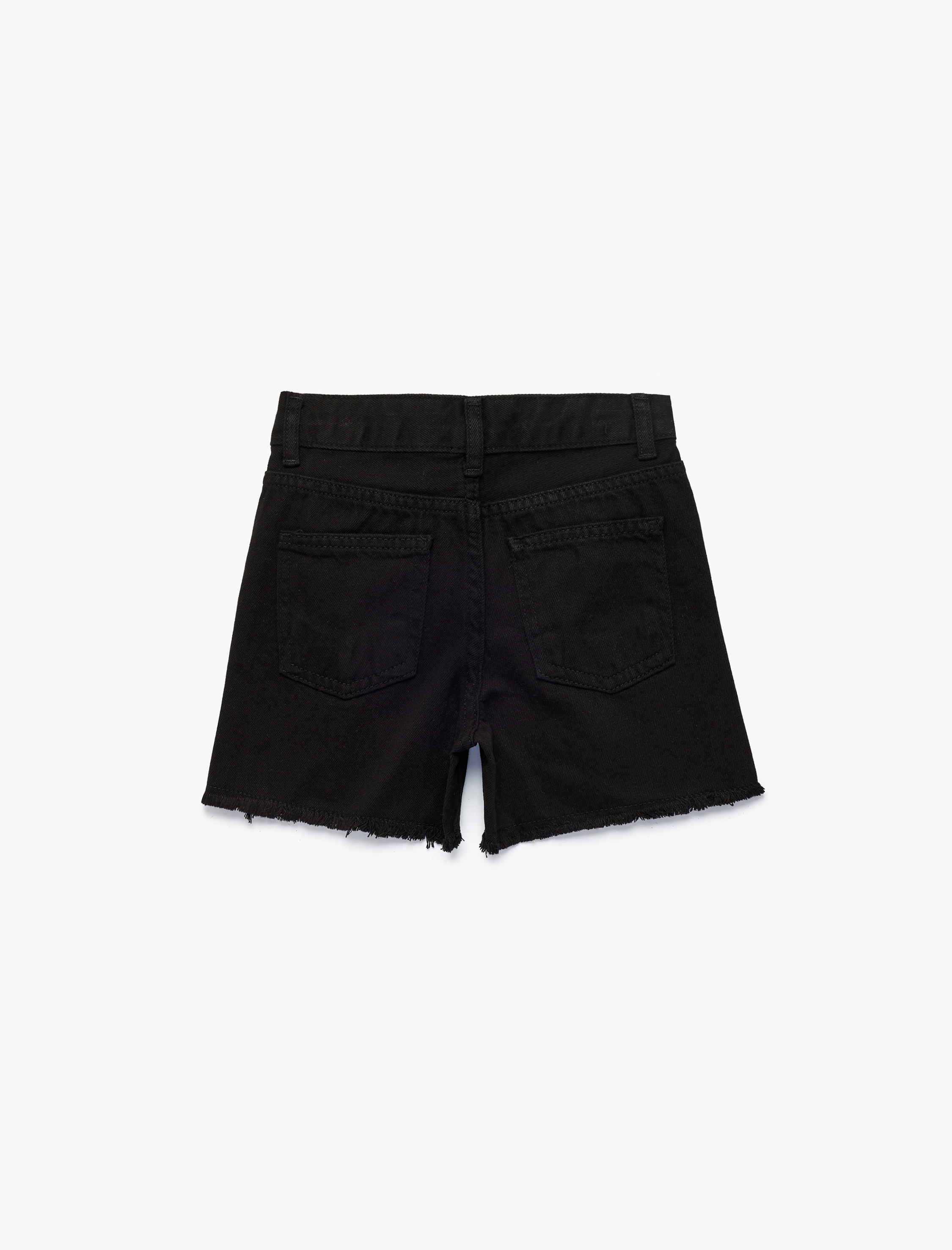  Kız Çocuk Pamuklu Cepli Düz Kesim Jean Şort