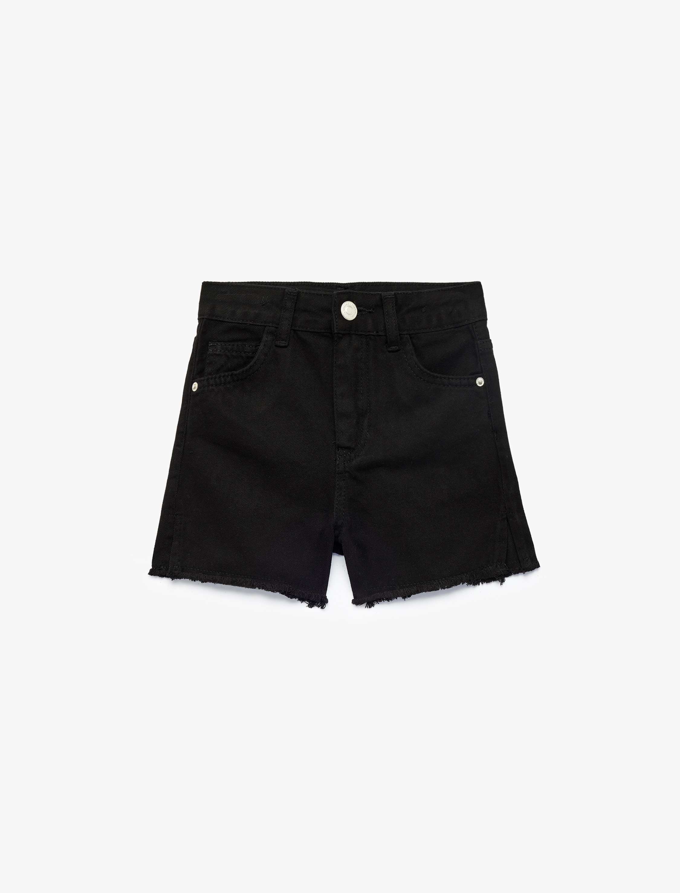  Kız Çocuk Pamuklu Cepli Düz Kesim Jean Şort