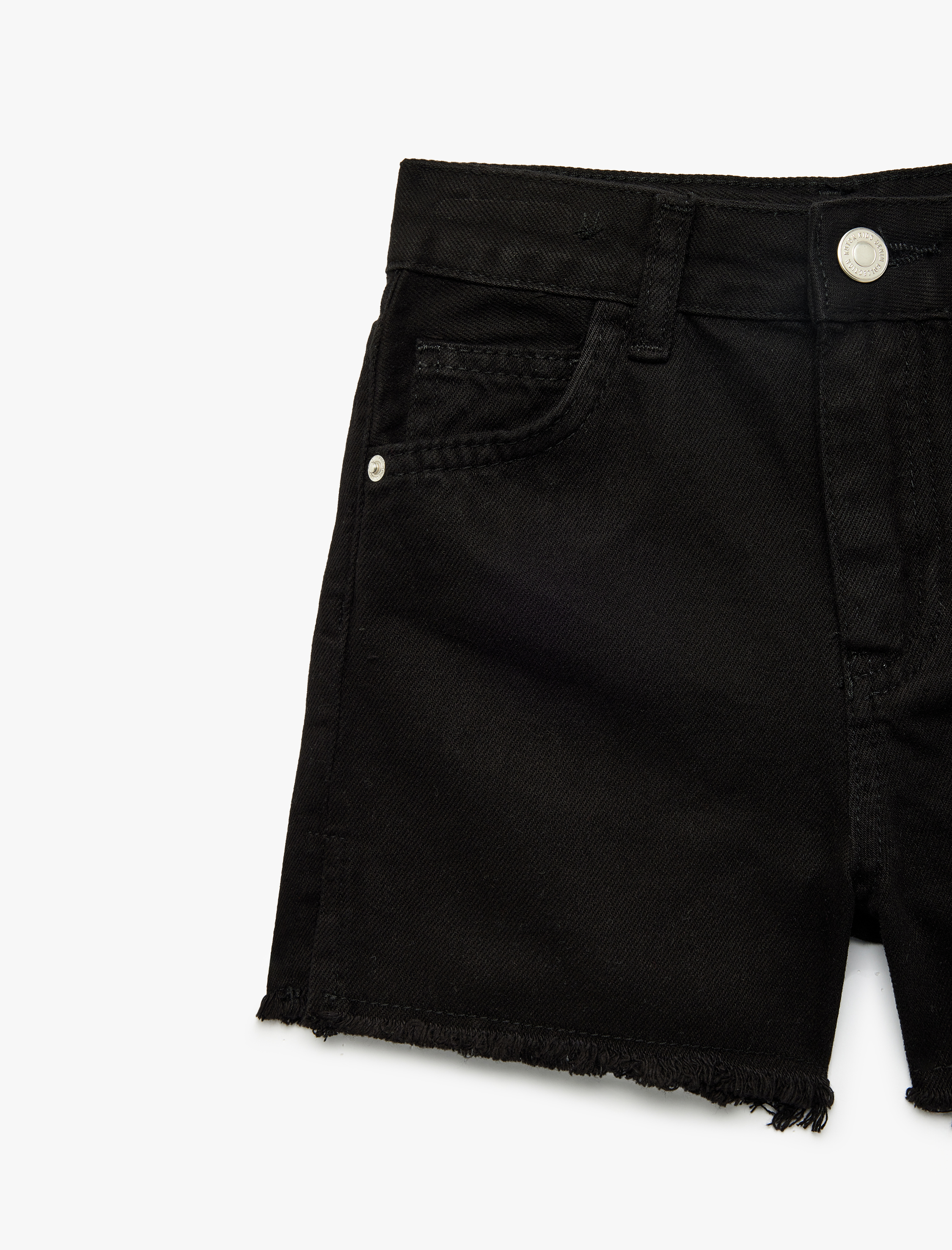  Kız Çocuk Pamuklu Cepli Düz Kesim Jean Şort