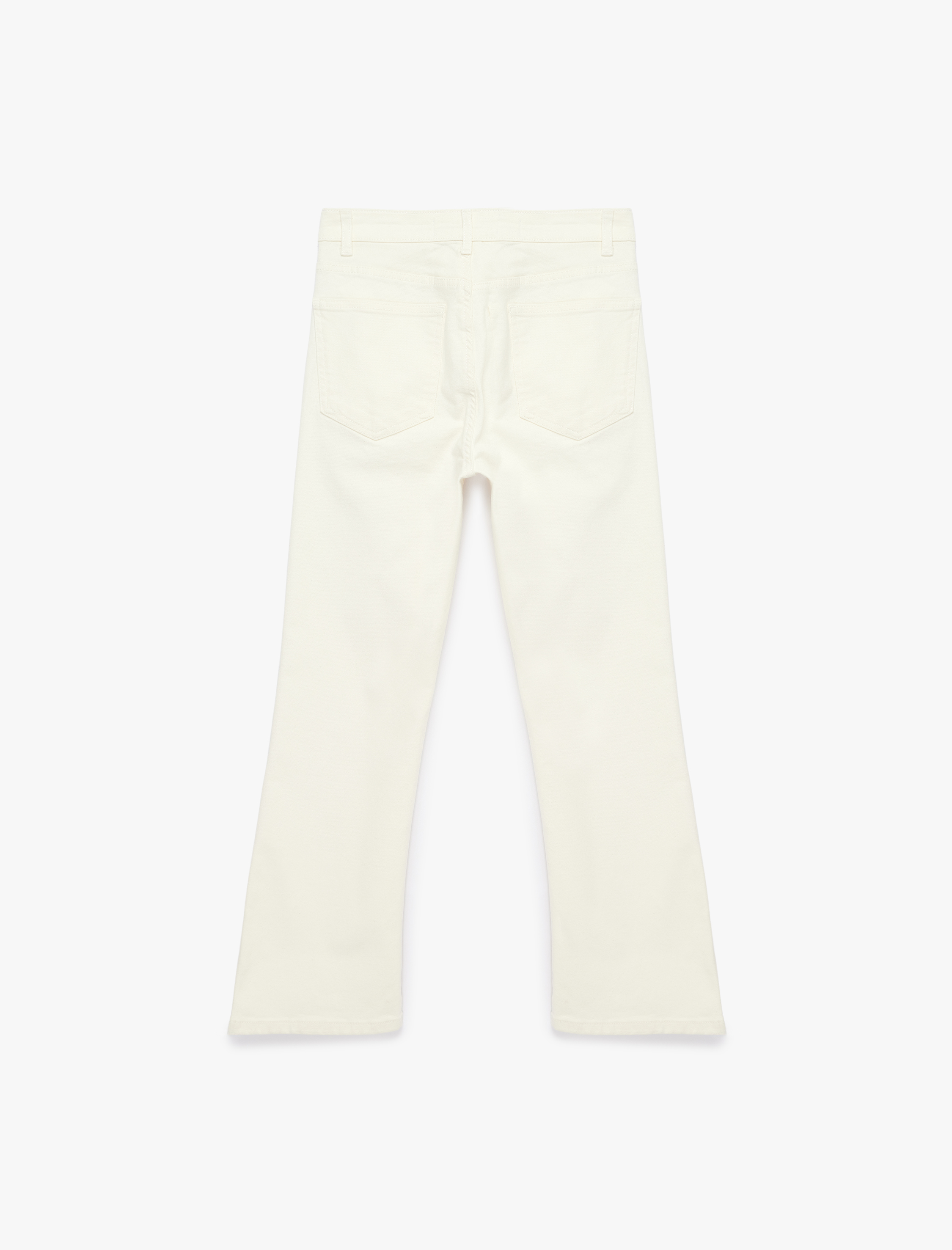   Normal Bel Dar Kalıp Pamuklu Düğmeli Kısa İspanyol Paça Pantolon -  Kick Flare Jeans