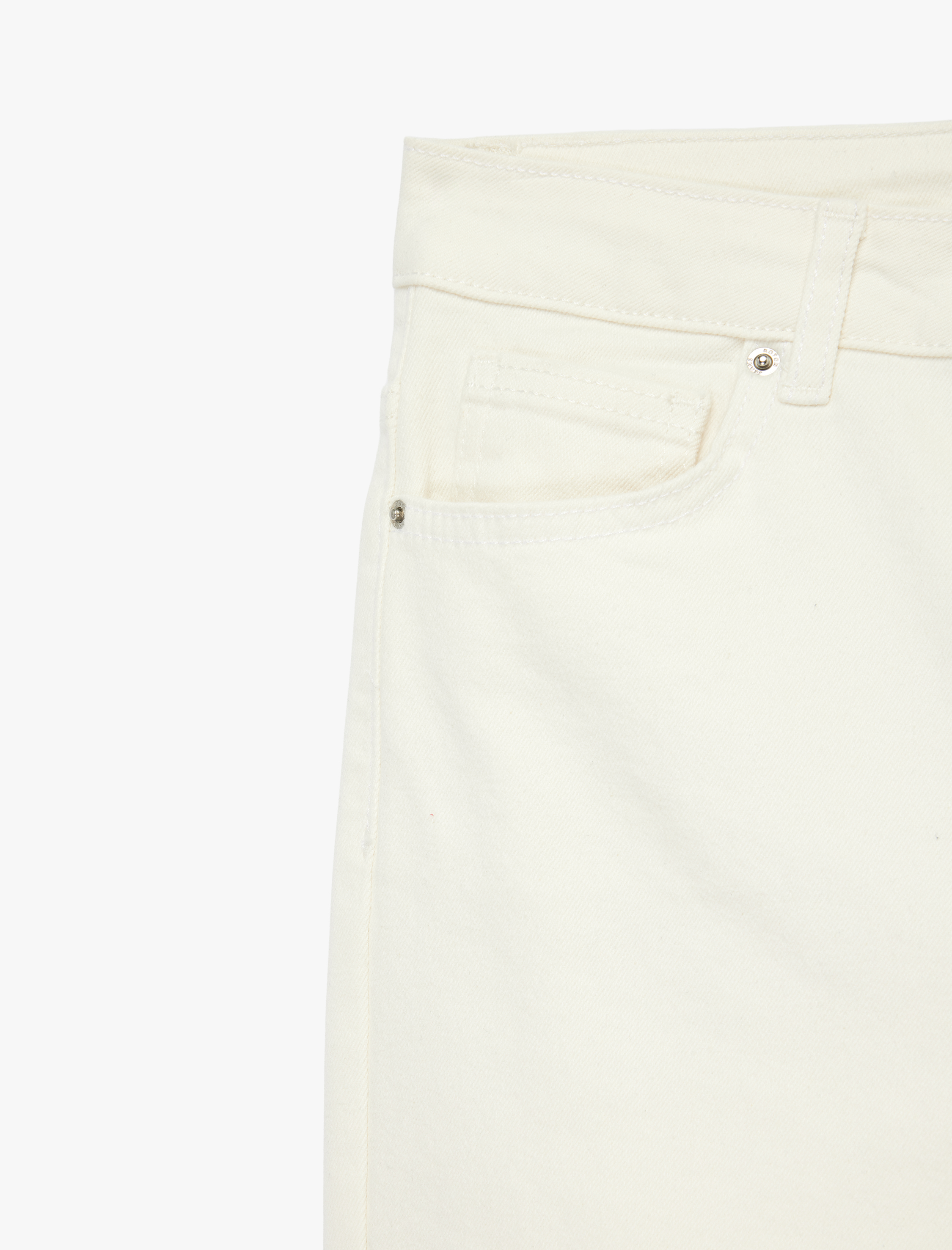   Normal Bel Dar Kalıp Pamuklu Düğmeli Kısa İspanyol Paça Pantolon -  Kick Flare Jeans