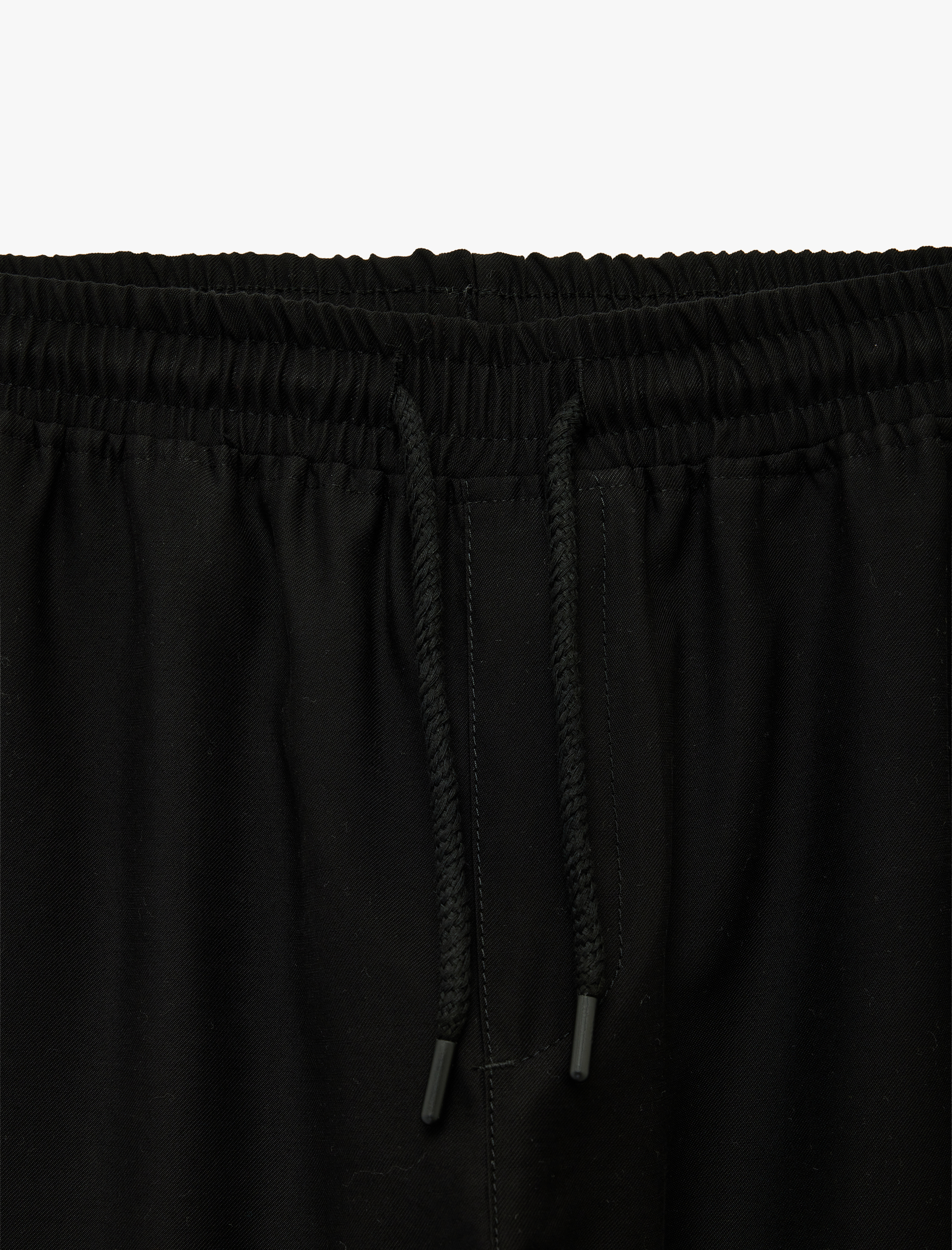   Viskon Cep Detaylı Duble Paça Beli Bağcıklı Pantolon