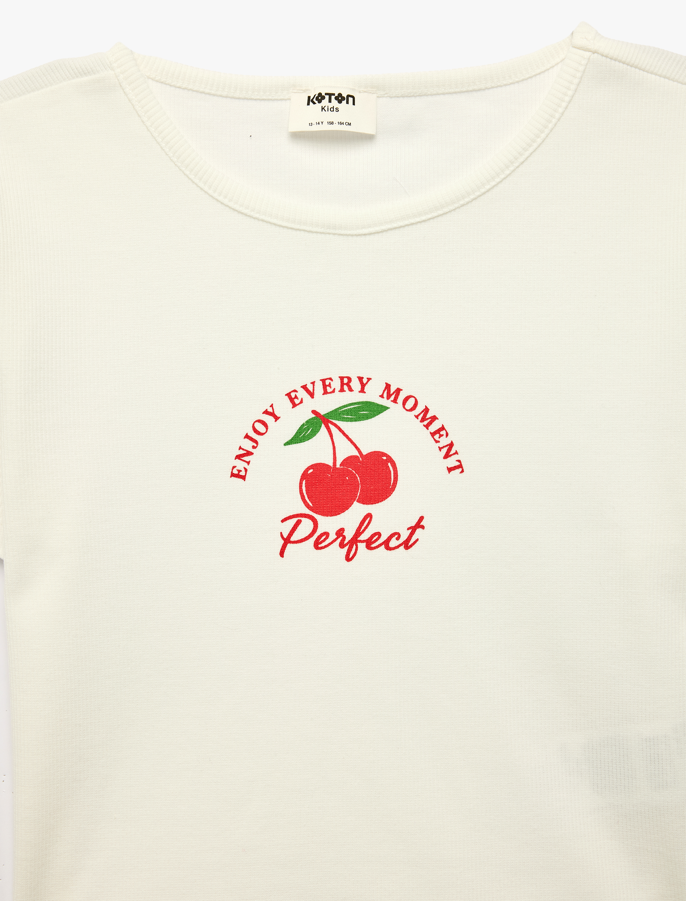  Kız Çocuk Kısa Kollu Slim Fit Bisiklet Yaka Pamuklu Baskılı Crop Tişört