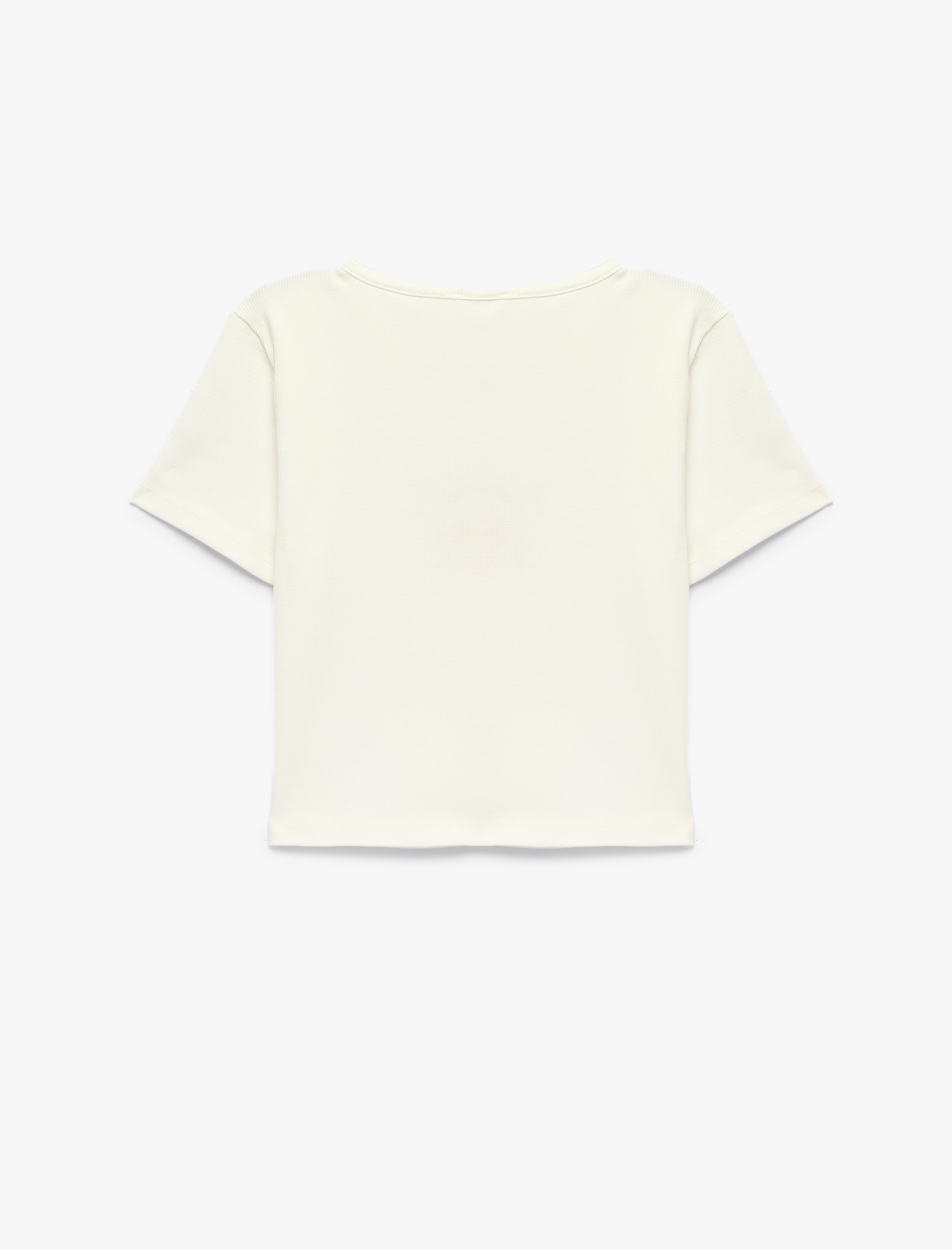  Kız Çocuk Kısa Kollu Slim Fit Bisiklet Yaka Pamuklu Baskılı Crop Tişört