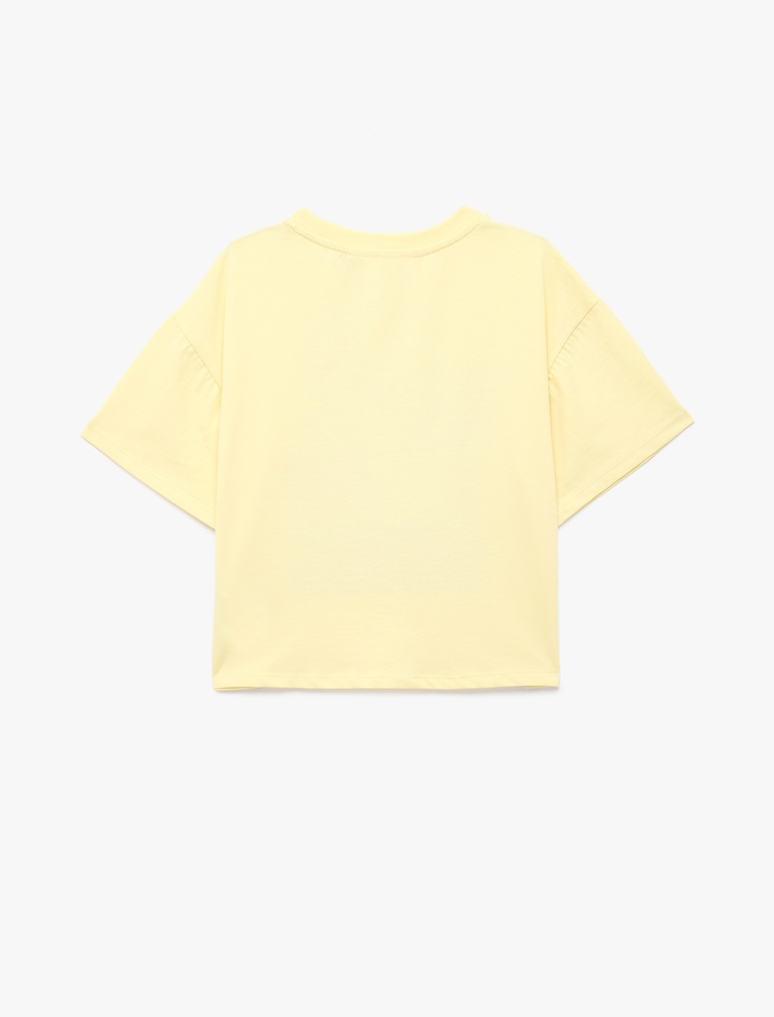 Kız Çocuk Kısa Kollu Bisiklet Yaka Pamuklu Lisanslı Stitch Baskılı Tişört