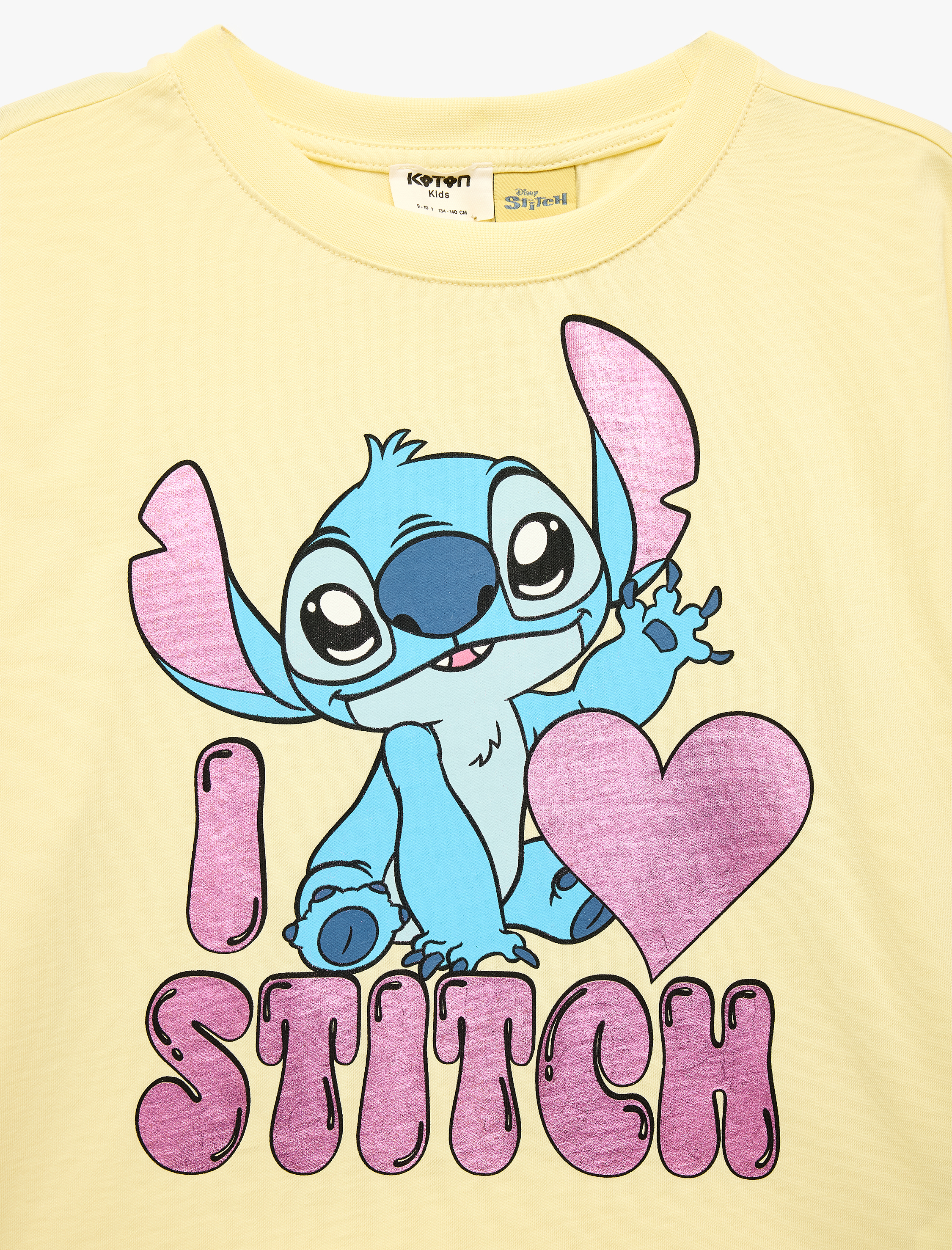  Kız Çocuk Kısa Kollu Bisiklet Yaka Pamuklu Lisanslı Stitch Baskılı Tişört