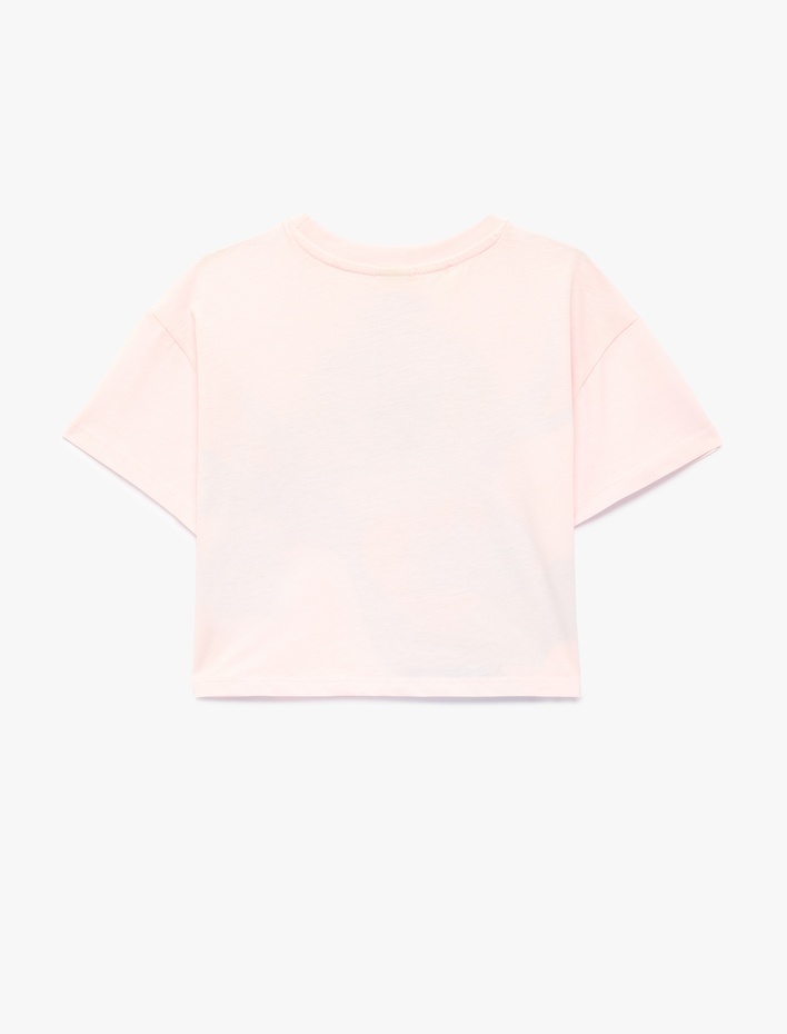 Kız Çocuk Pamuklu Kısa Kollu Bisiklet Yaka Lisanslı Stitch Baskılı Tişört