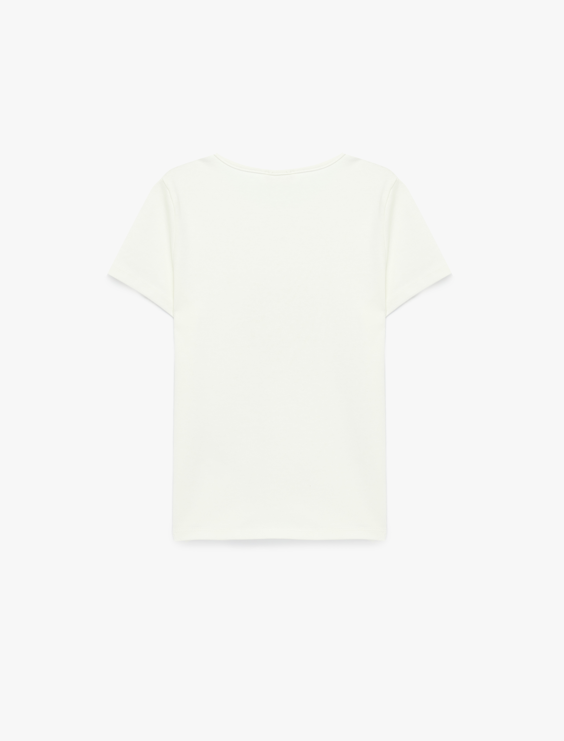   Leopar Nakış Detaylı Slim Fit Kısa Kollu Pamuklu Tişört