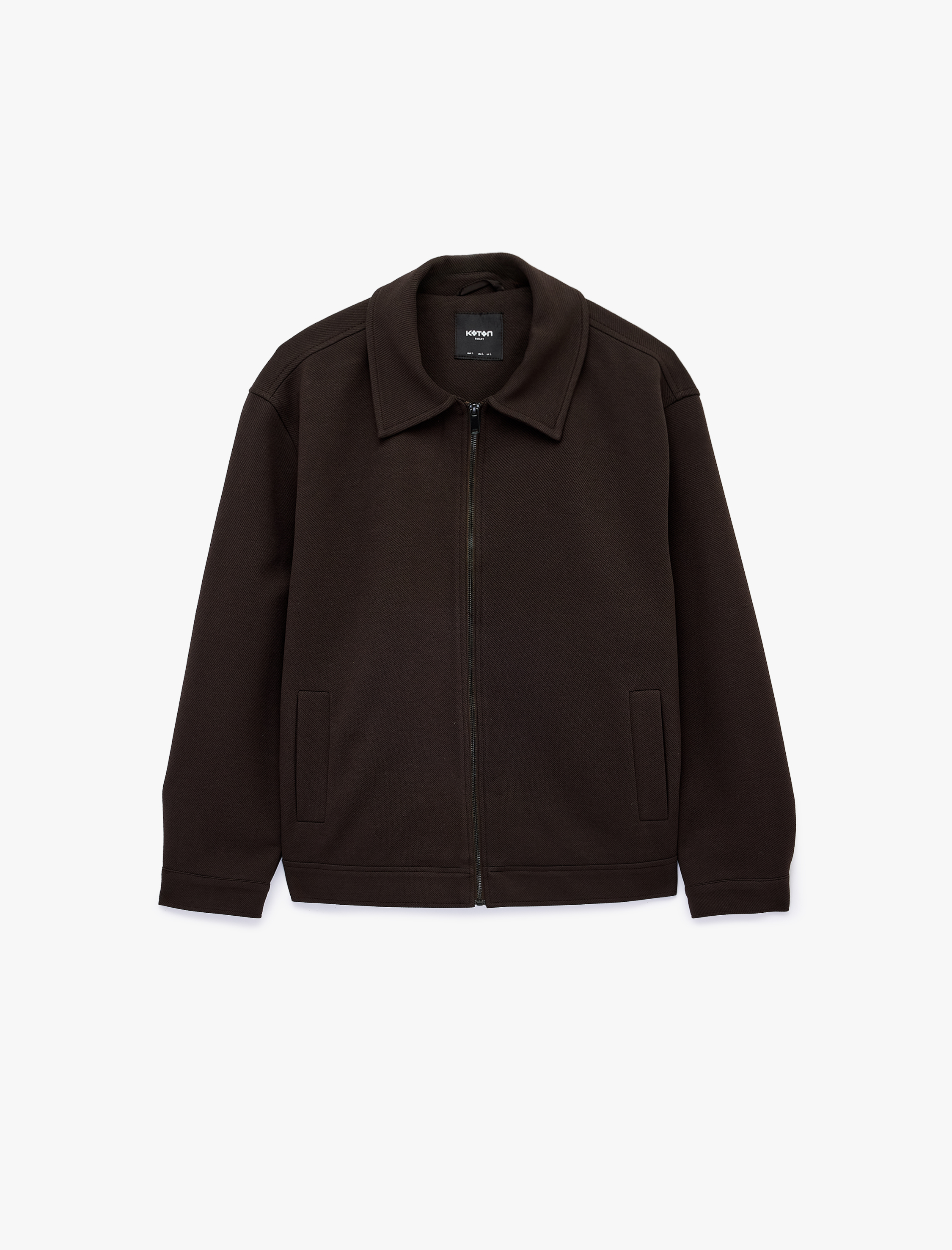   Regular Fit Uzun Kollu Cepli Gömlek Yaka Fermuarlı Ceket