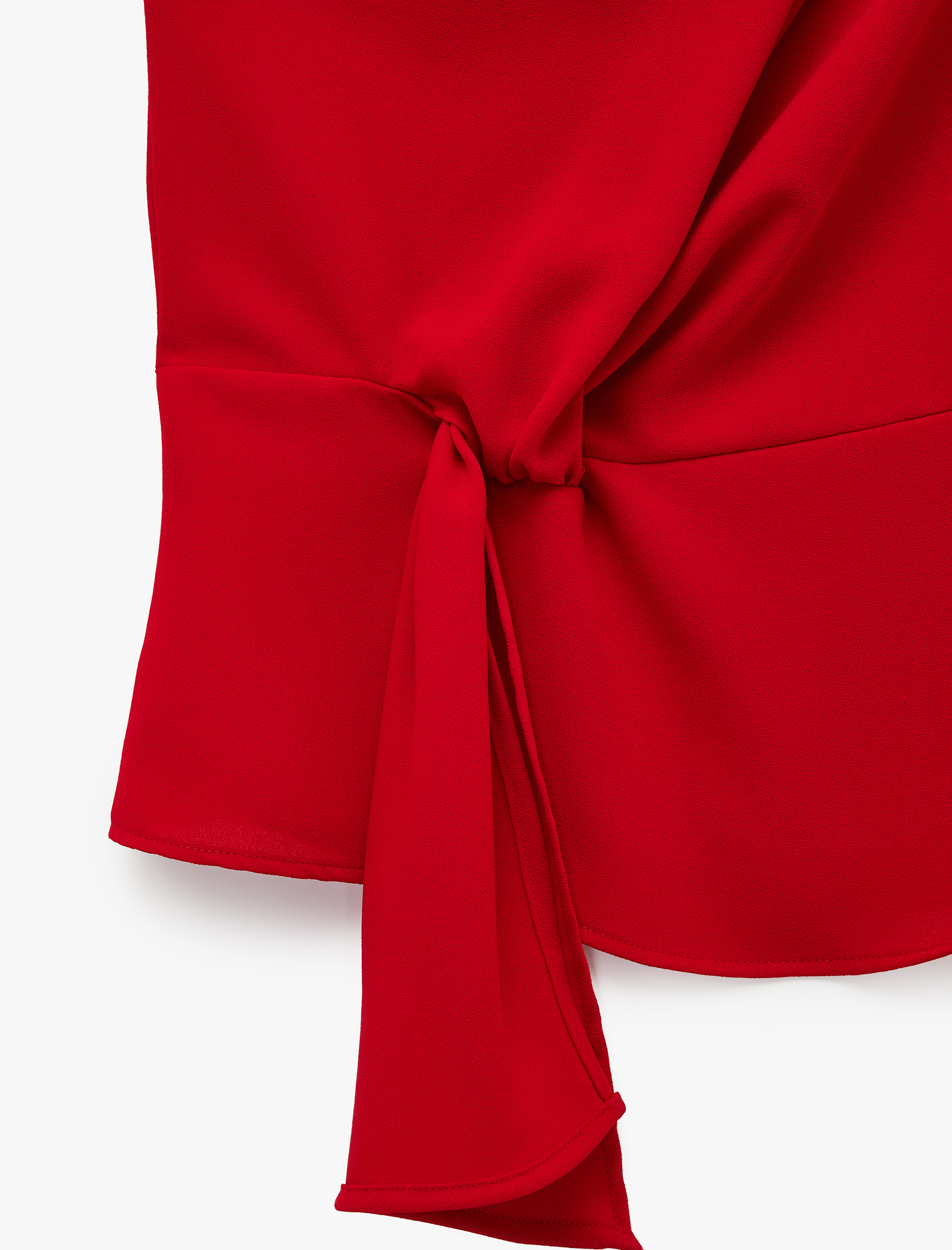   Dik Yaka Kolsuz Büzgülü Krep Bluz