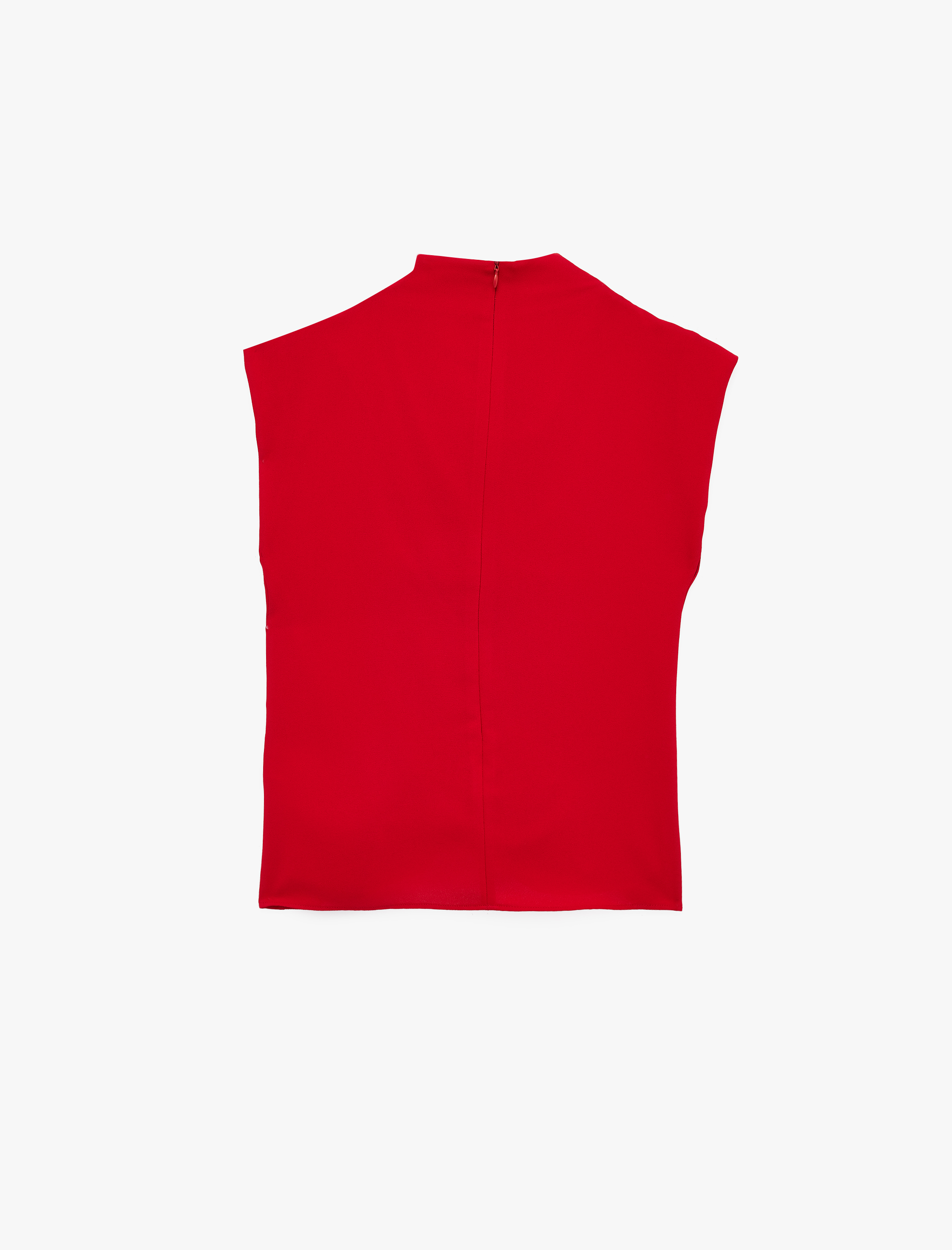   Dik Yaka Kolsuz Büzgülü Krep Bluz