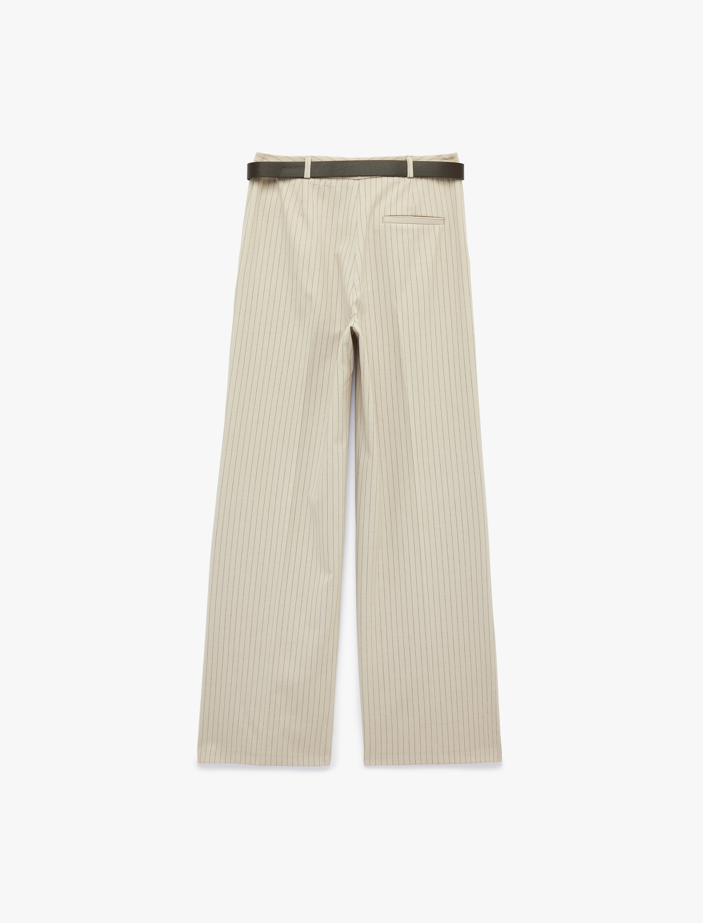   Cepli Kemer Detaylı Uzun Düz Paça Kumaş Pantolon