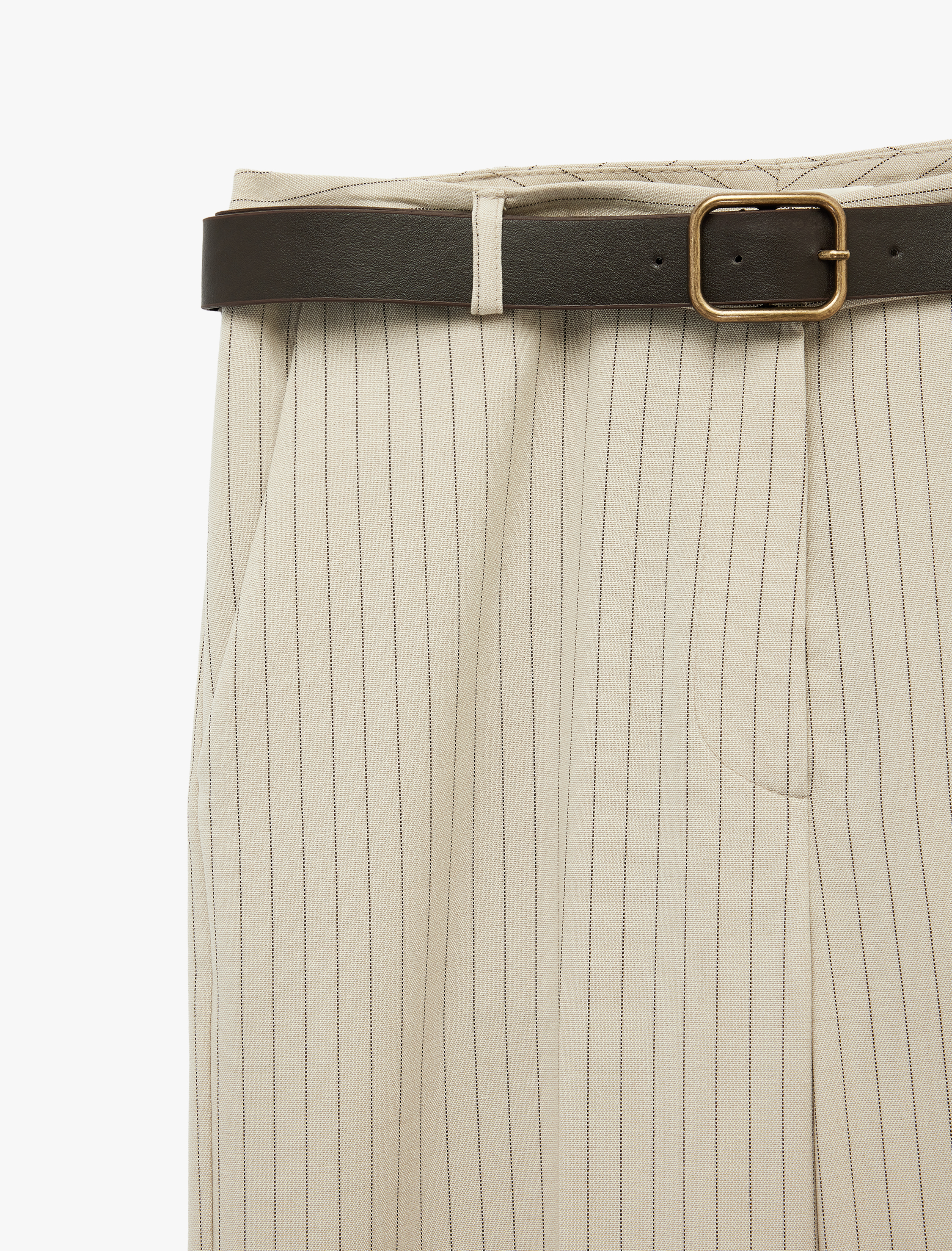   Cepli Kemer Detaylı Uzun Düz Paça Kumaş Pantolon