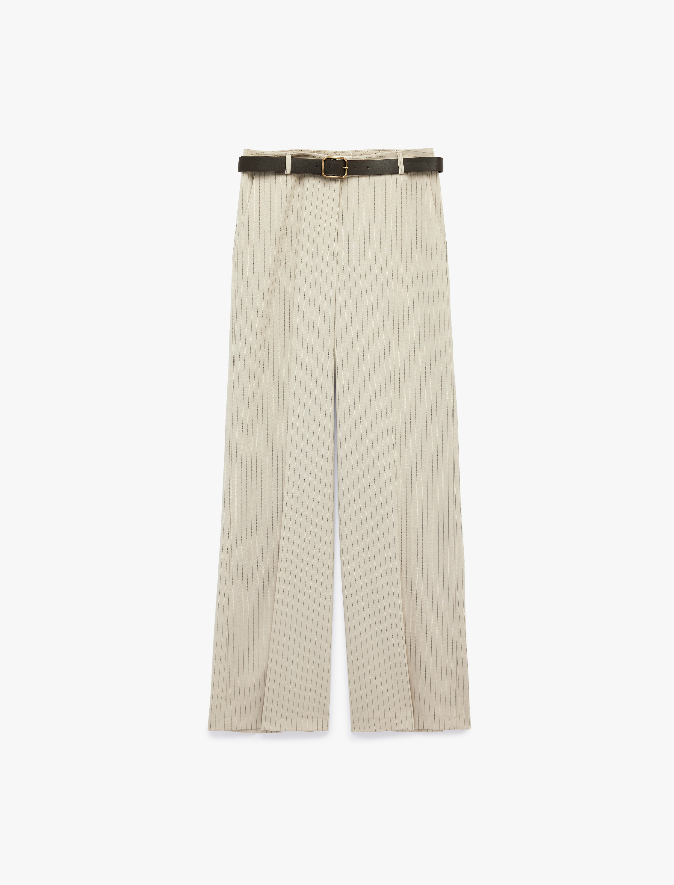   Cepli Kemer Detaylı Uzun Düz Paça Kumaş Pantolon