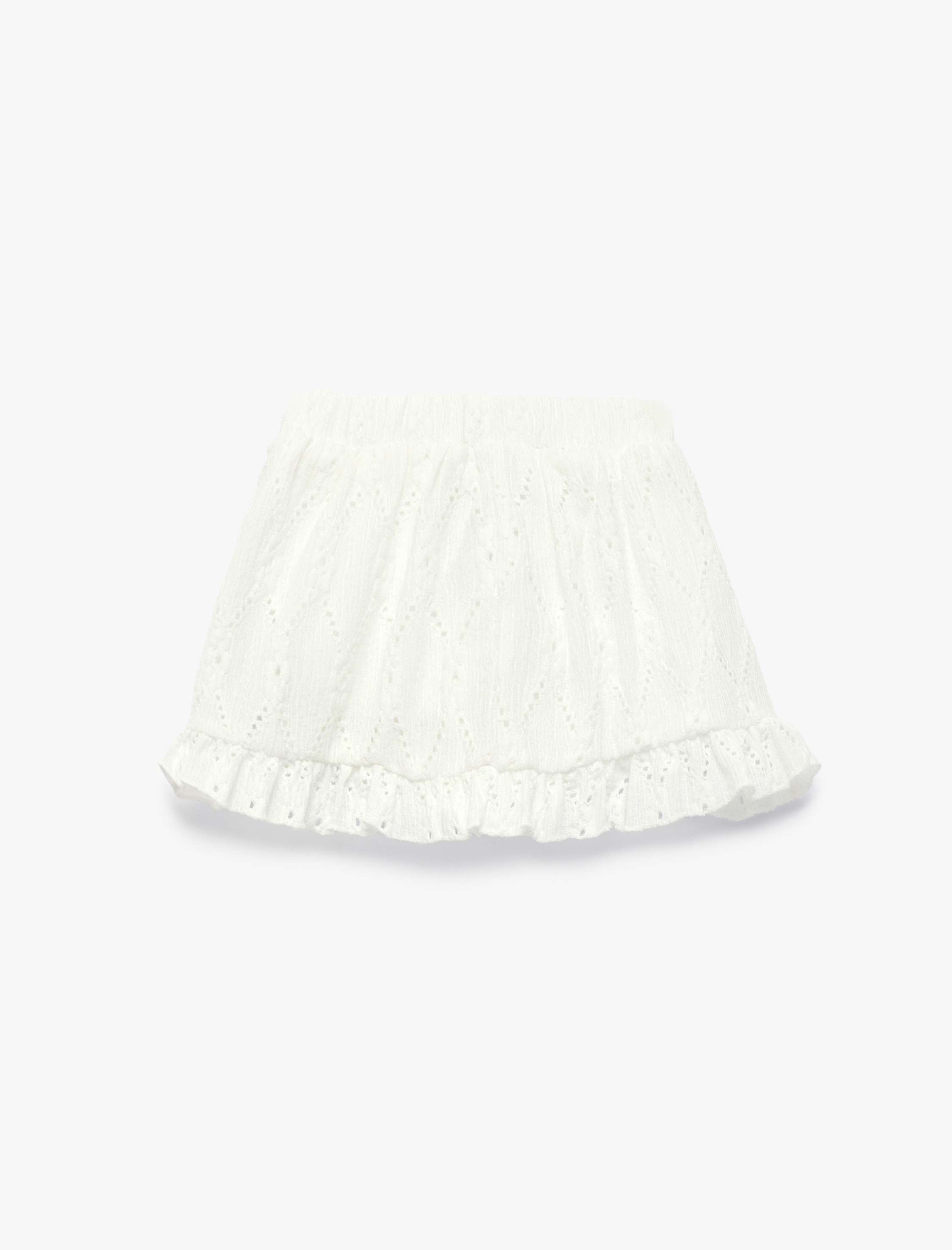  Kız Bebek Beli Lastikli Fırfır Detaylı A Kesim Brodeli Etek