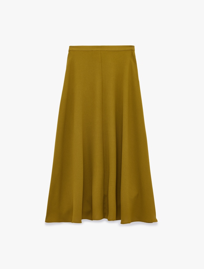  Normal Bel Krep Kumaş Kloş Midi Etek