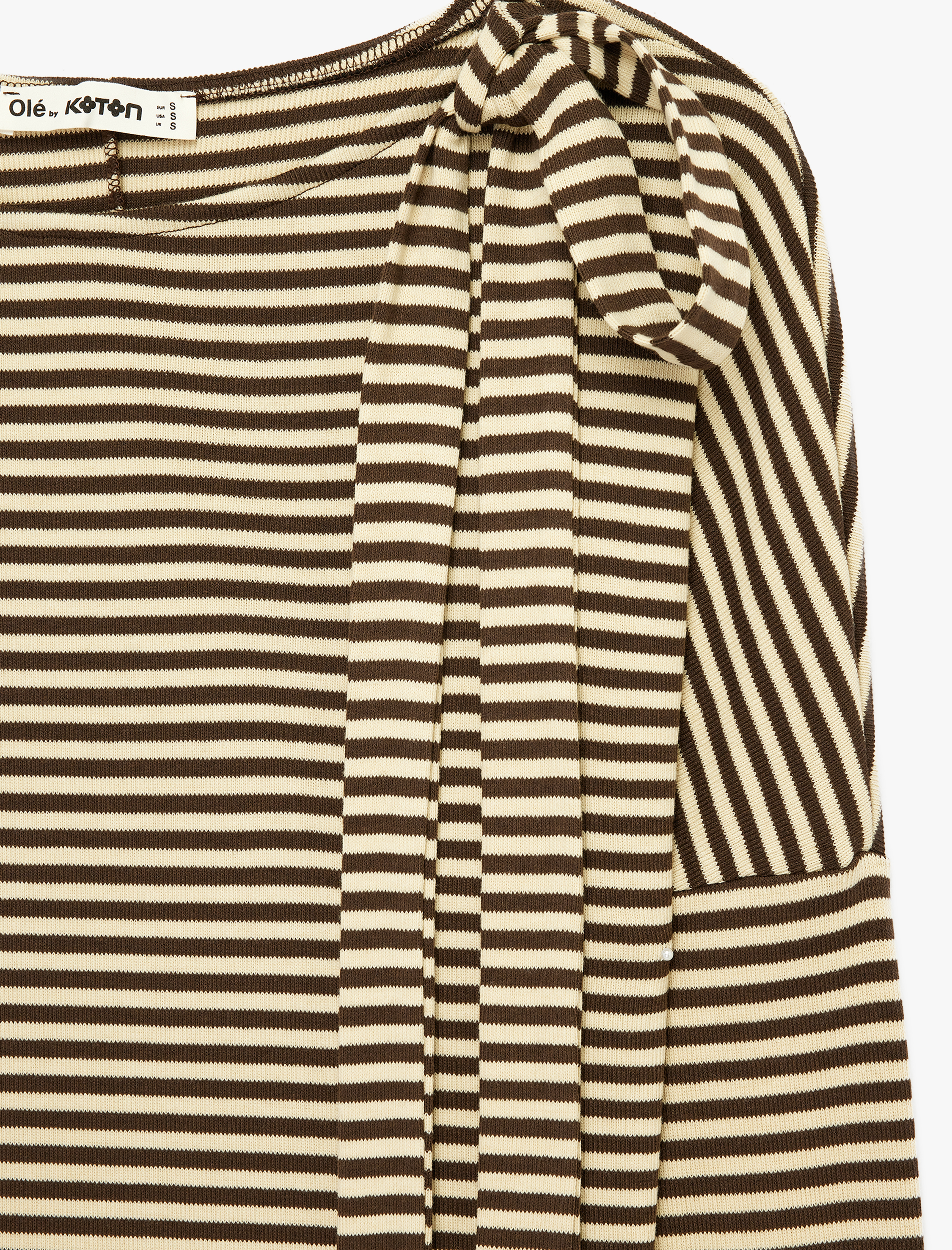   Viskon Bağlama Detaylı Çizgili Kayık Yaka Uzun Kollu Mini Elbise