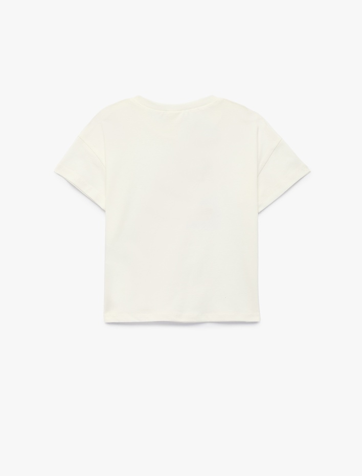 Kız Bebek Kısa Kollu Nakışlı Bisiklet Yaka Pamuklu Tişört