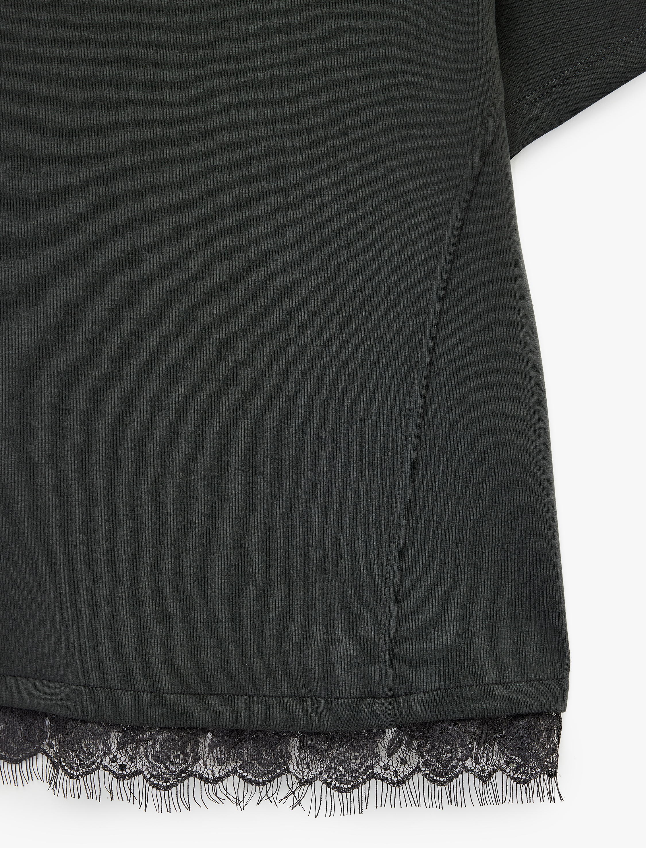   Modal Kumaş Slim Fit Kısa Kollu Bisiklet Yaka Dantel Detaylı Tişört