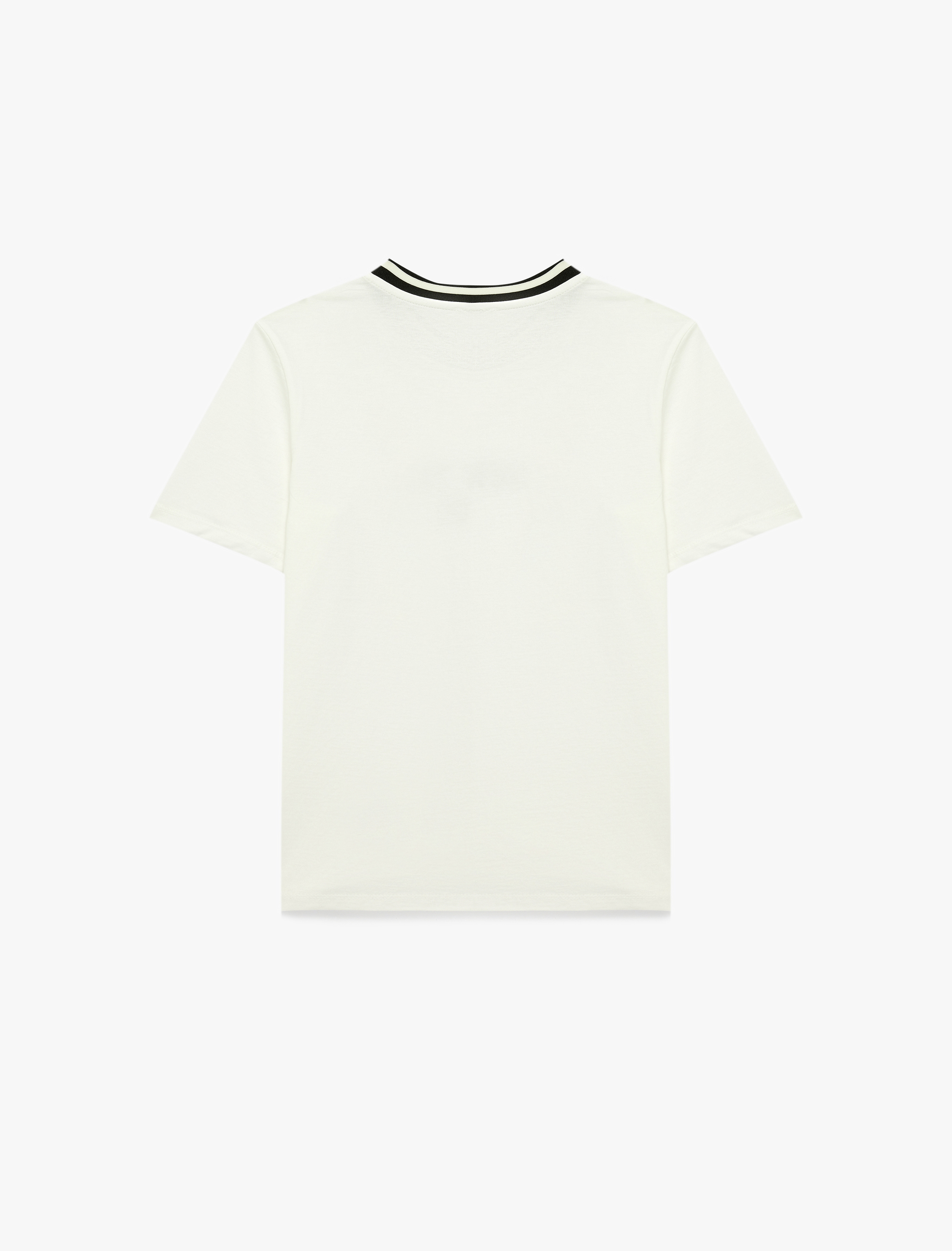   Rahat Kalıp Biyeli Kısa Kollu Bisiklet Yaka Pamuklu Kolej Baskılı Tişört