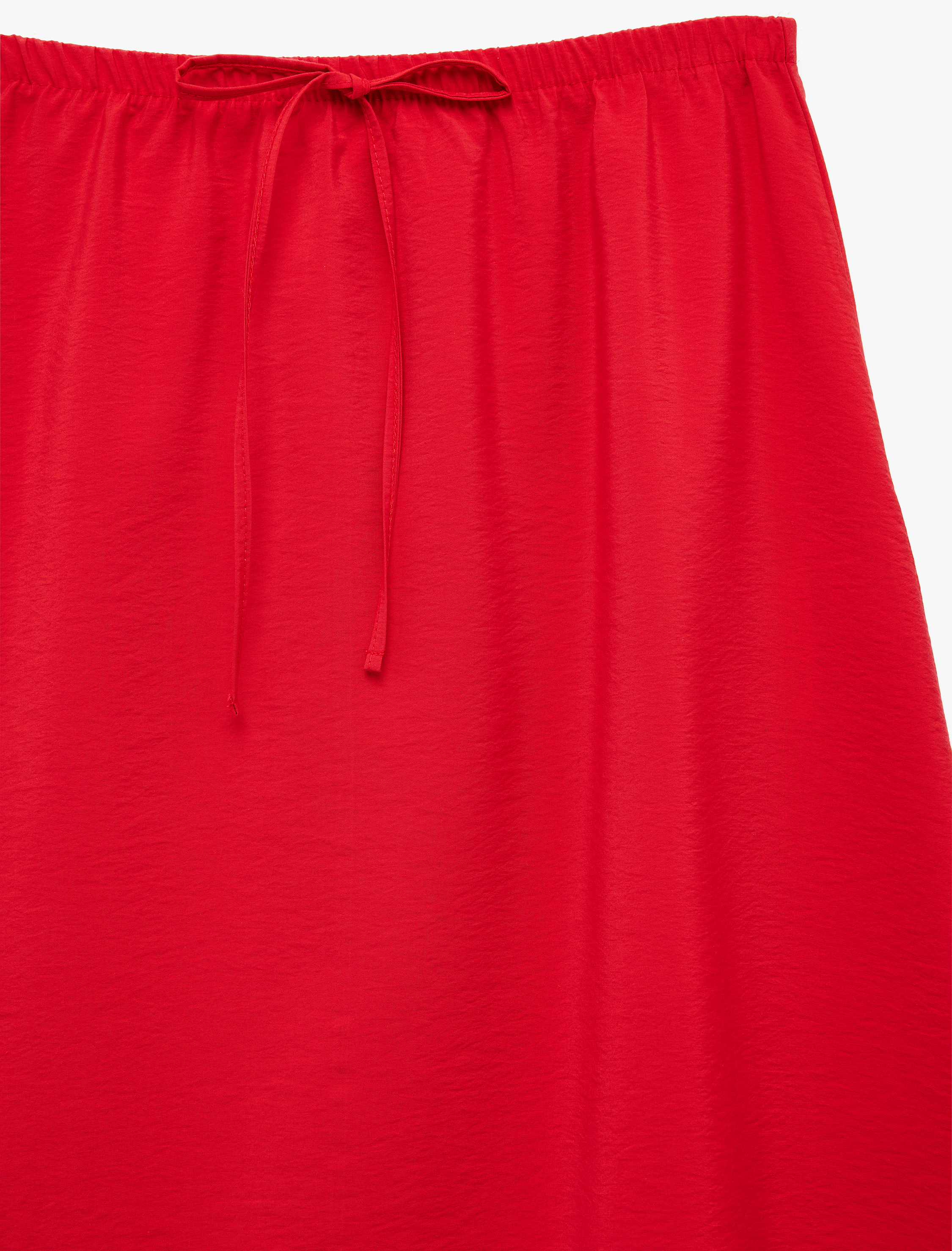   Viskon Kumaş Beli Bağlama Detaylı Midi Kloş Etek