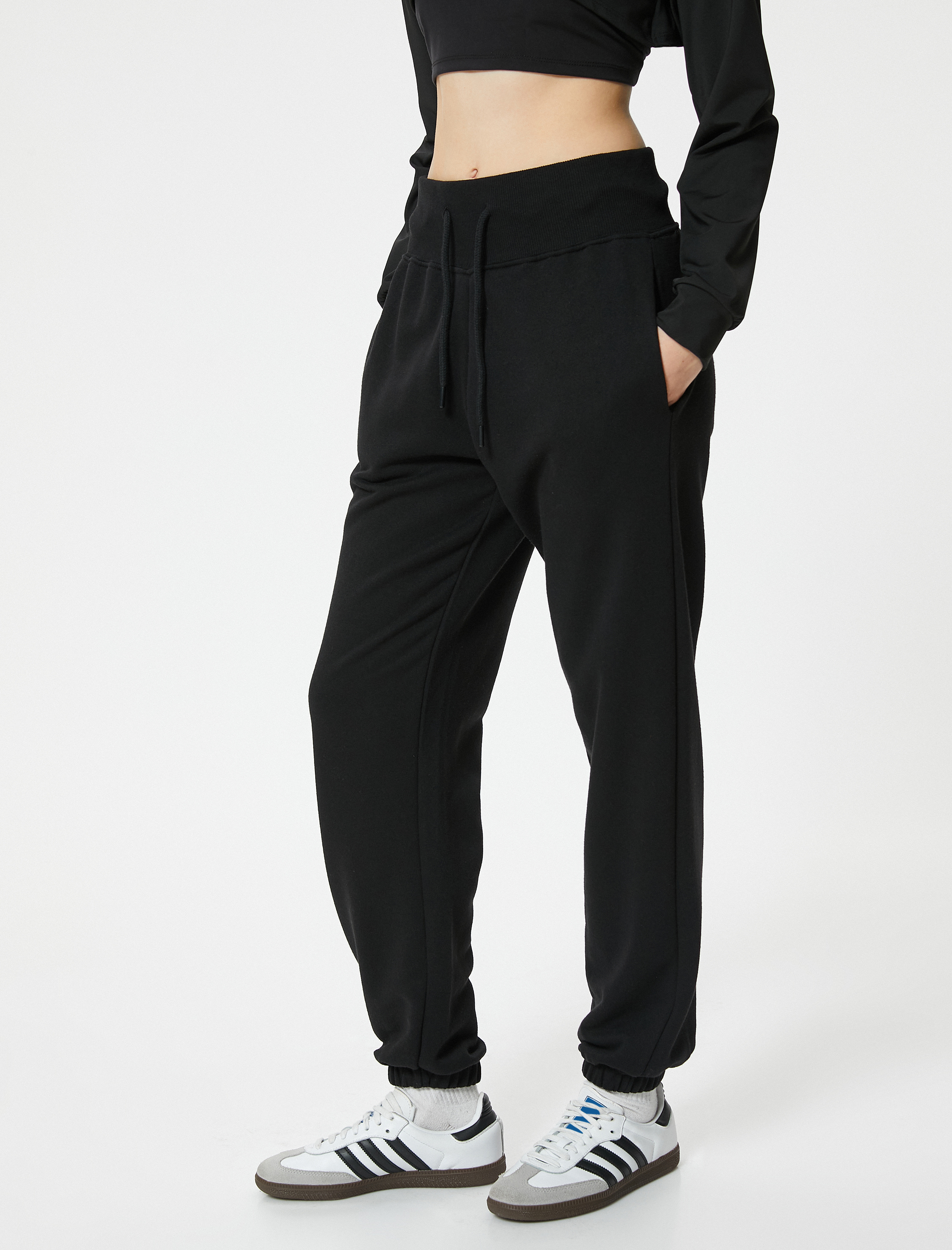   Spor Eşofman Altı Jogger Beli Bağcıklı Yüksek Bel